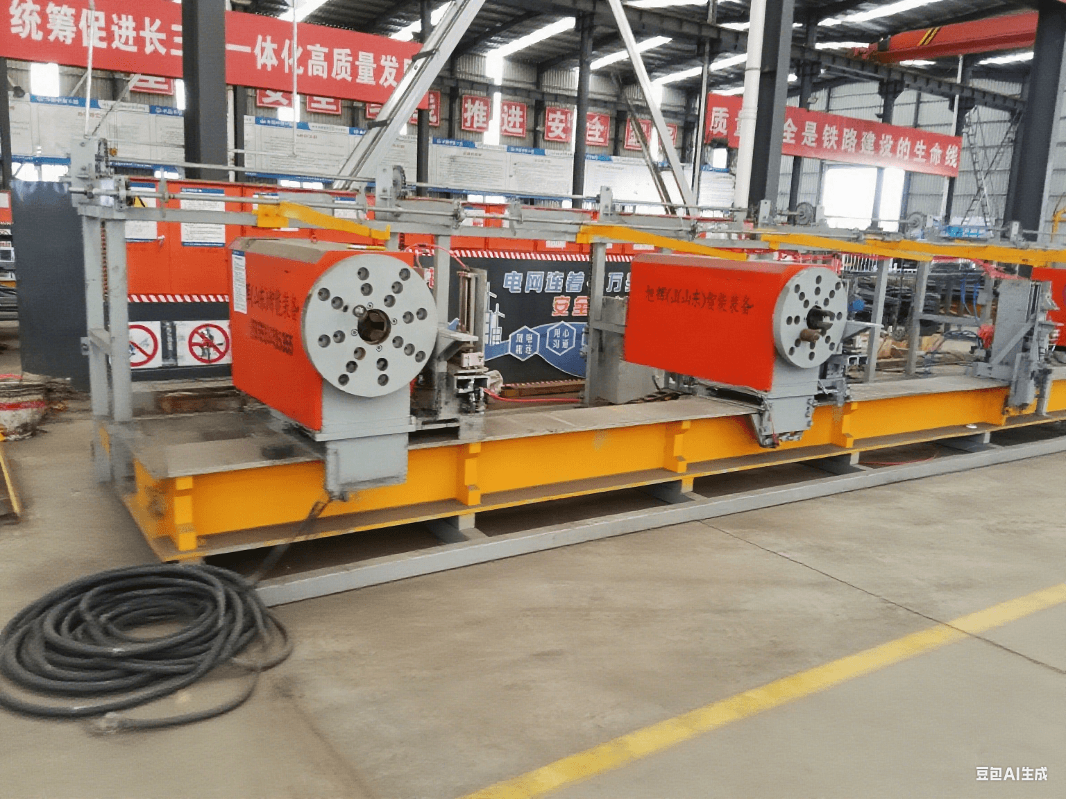 Smart four-head rebar bending center in operation
