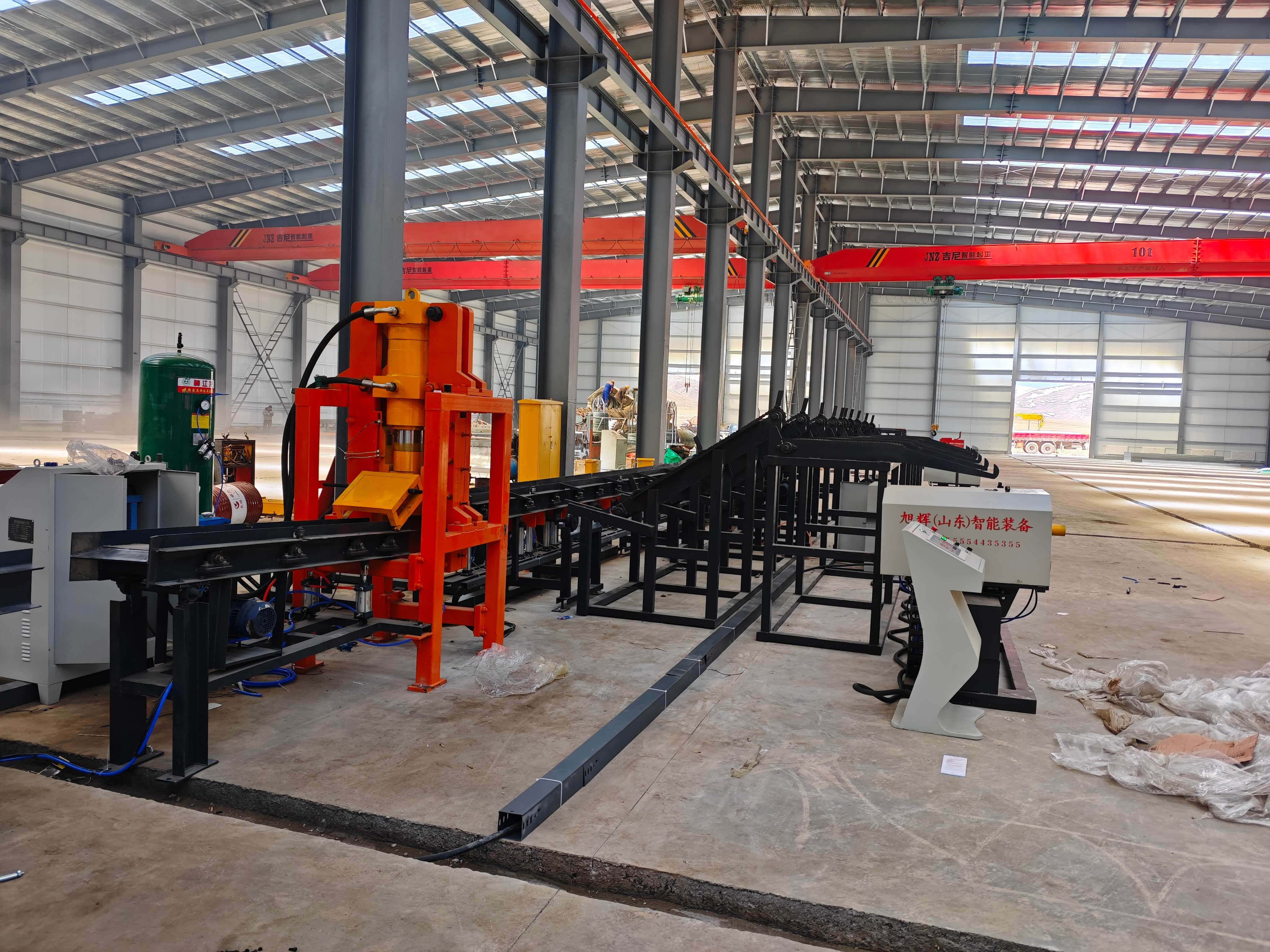 CNC steel bar cutting line in operation