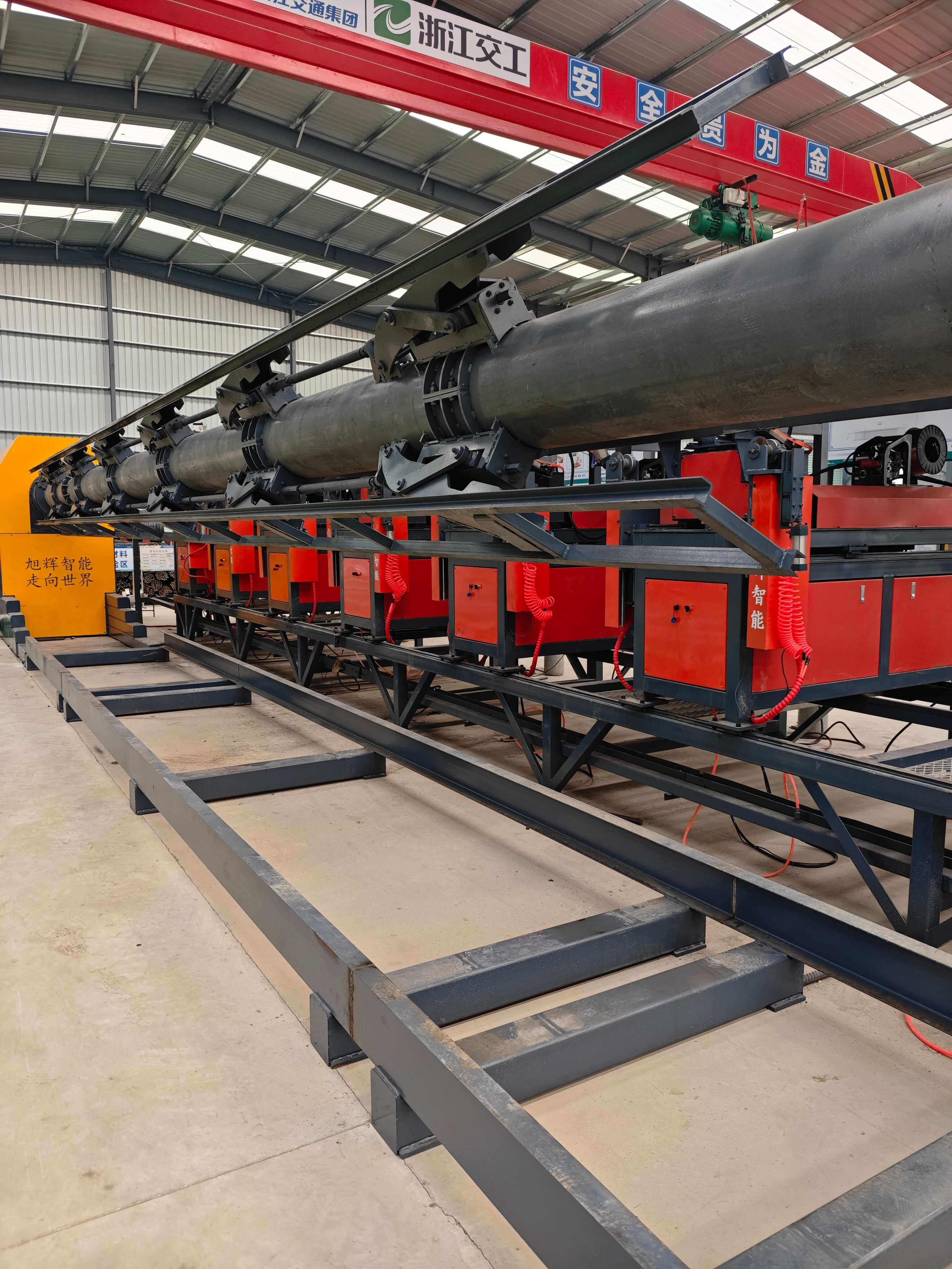 CNC steel cage welding workstation in operation