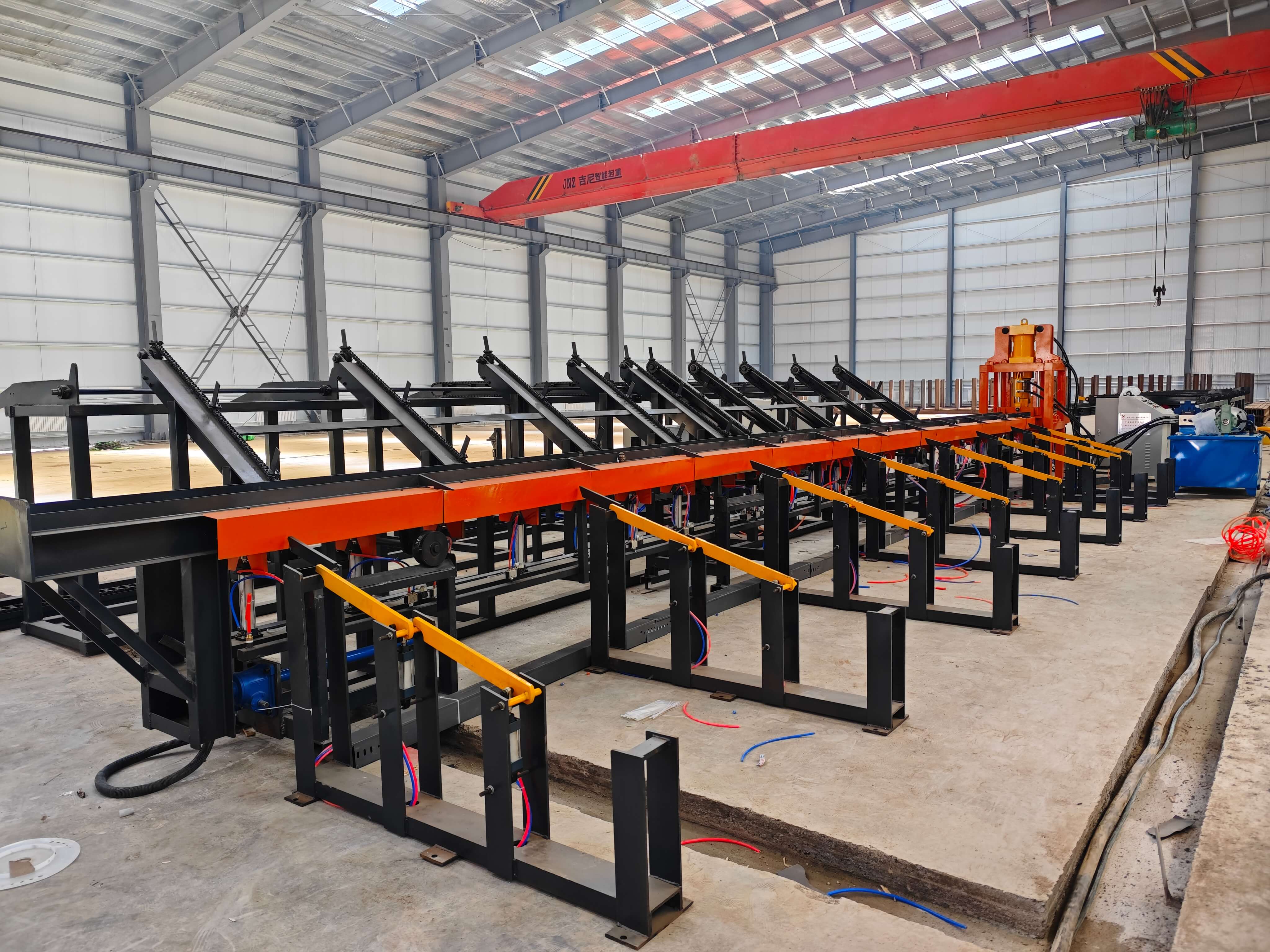 Industrial rebar cutting equipment operation