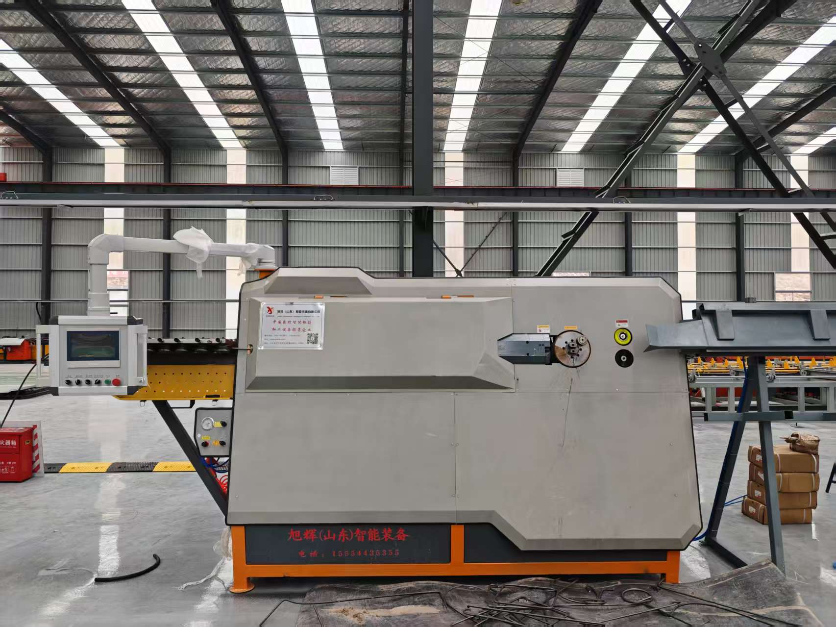 Industrial rebar bending machine operation