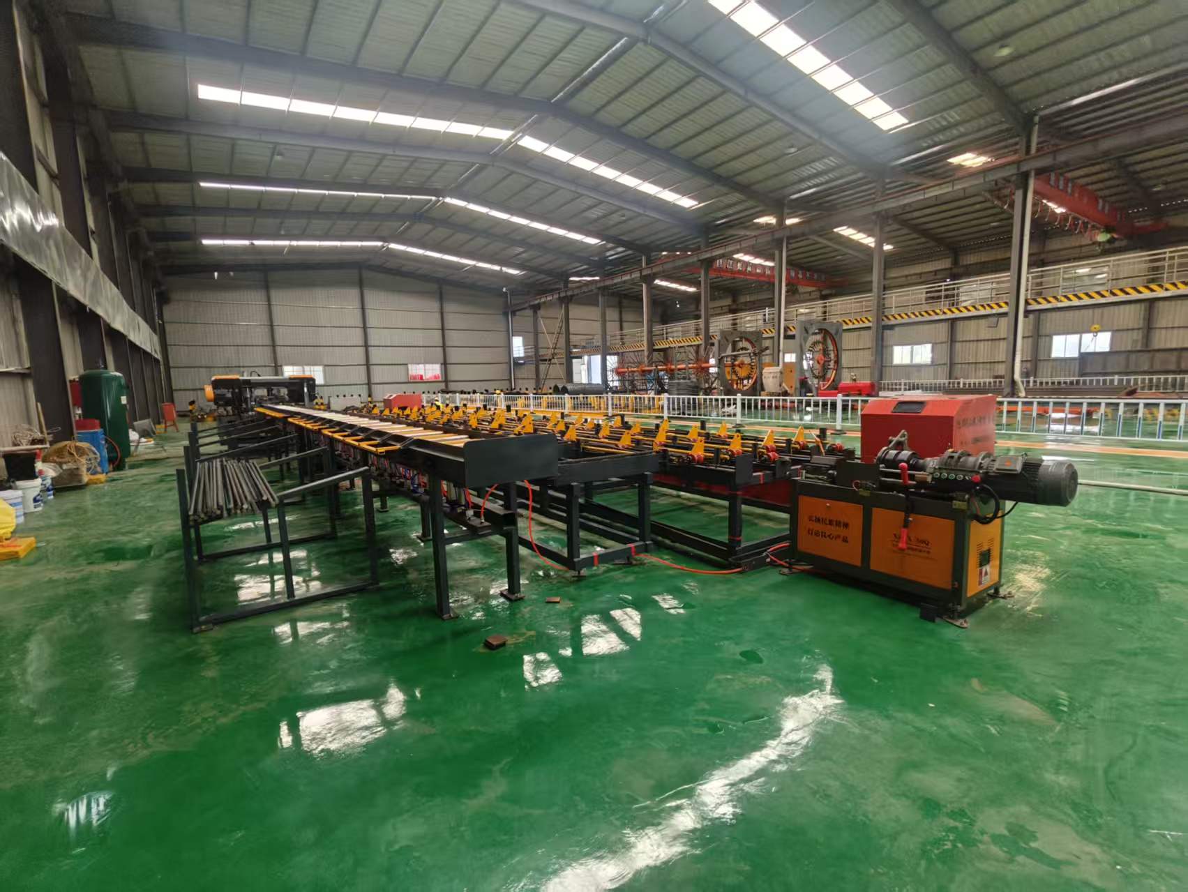 Steel bar sawing threading production line in factory