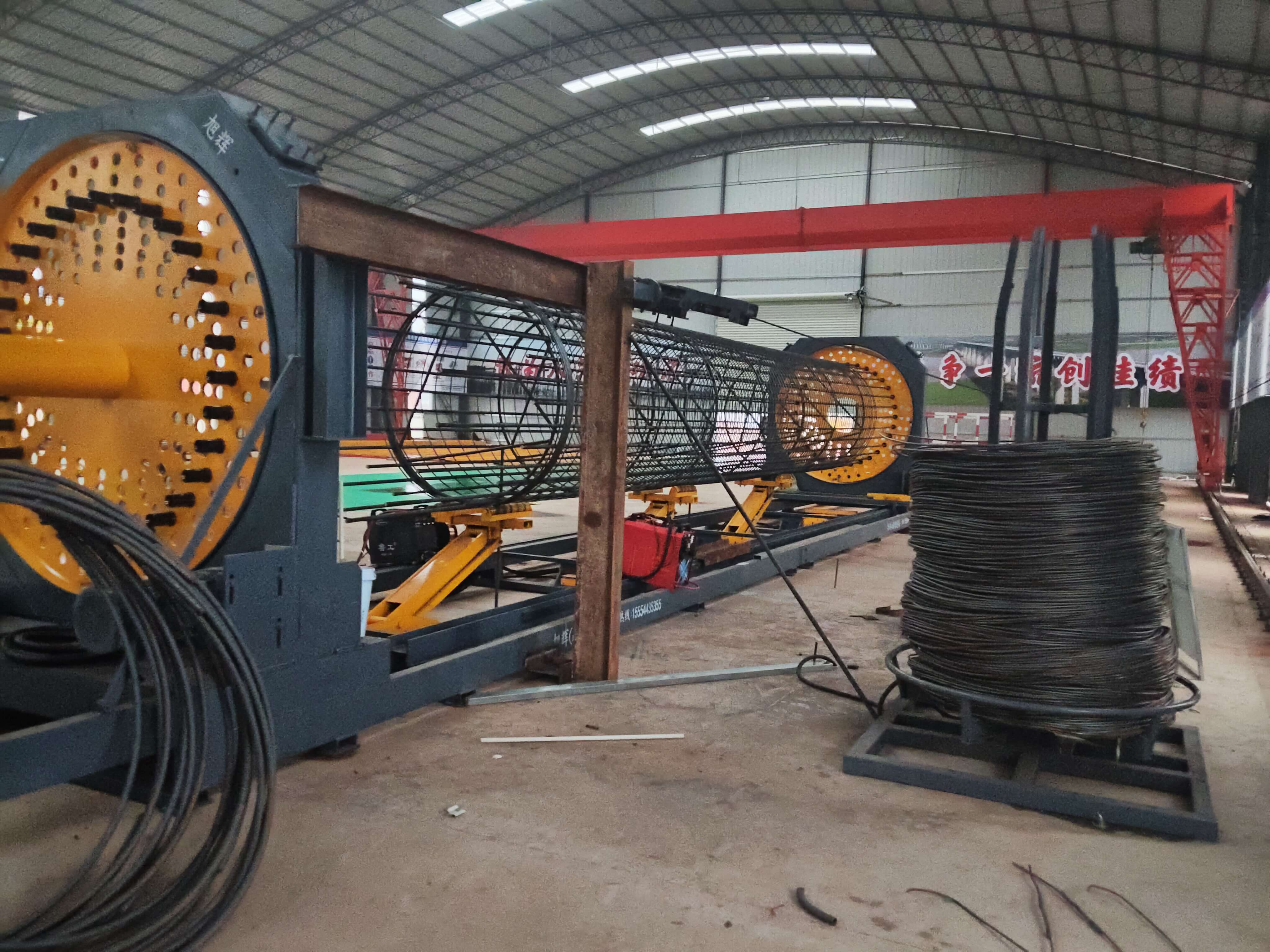 Automated steel cage production line layout