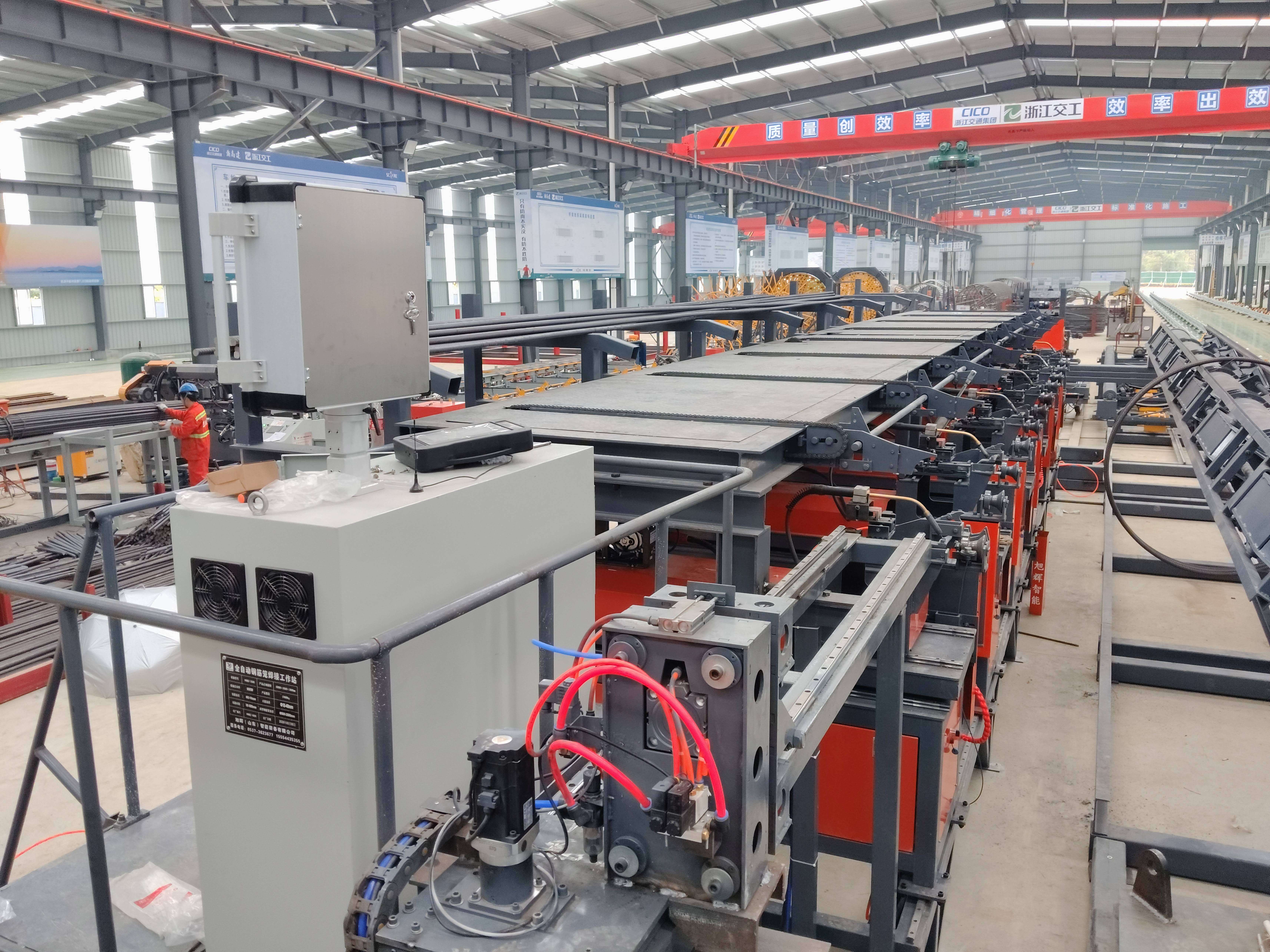 Intelligent rebar cage welding station for bridge projects