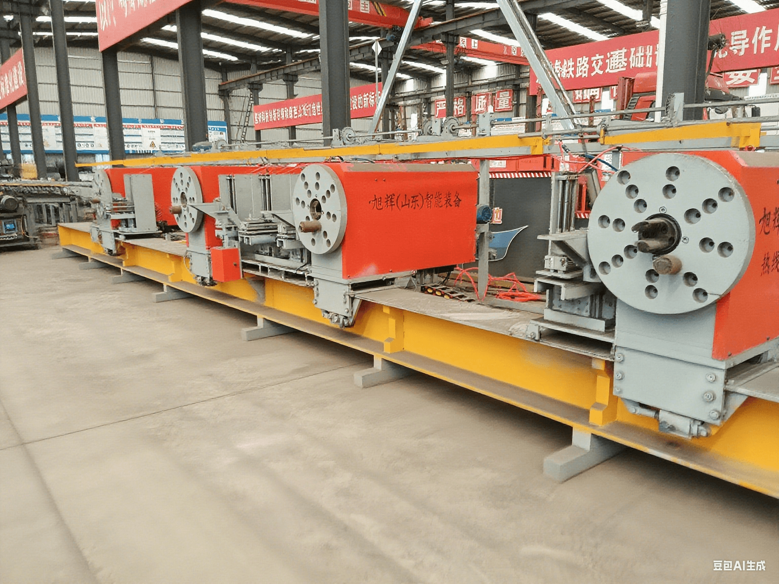 Rebar bending process with four-head machine
