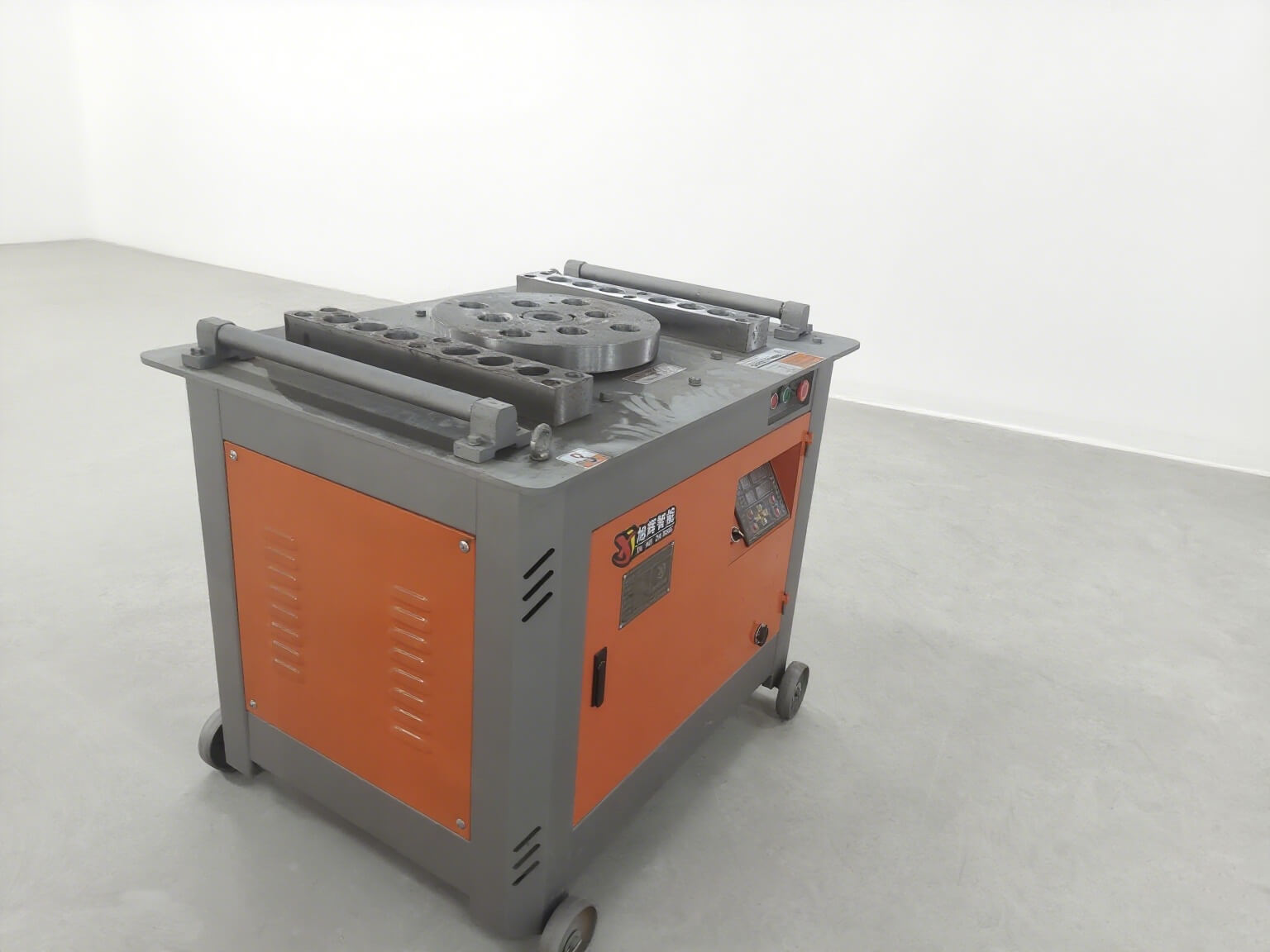 Fully automatic CNC steel bar bending machine in operation