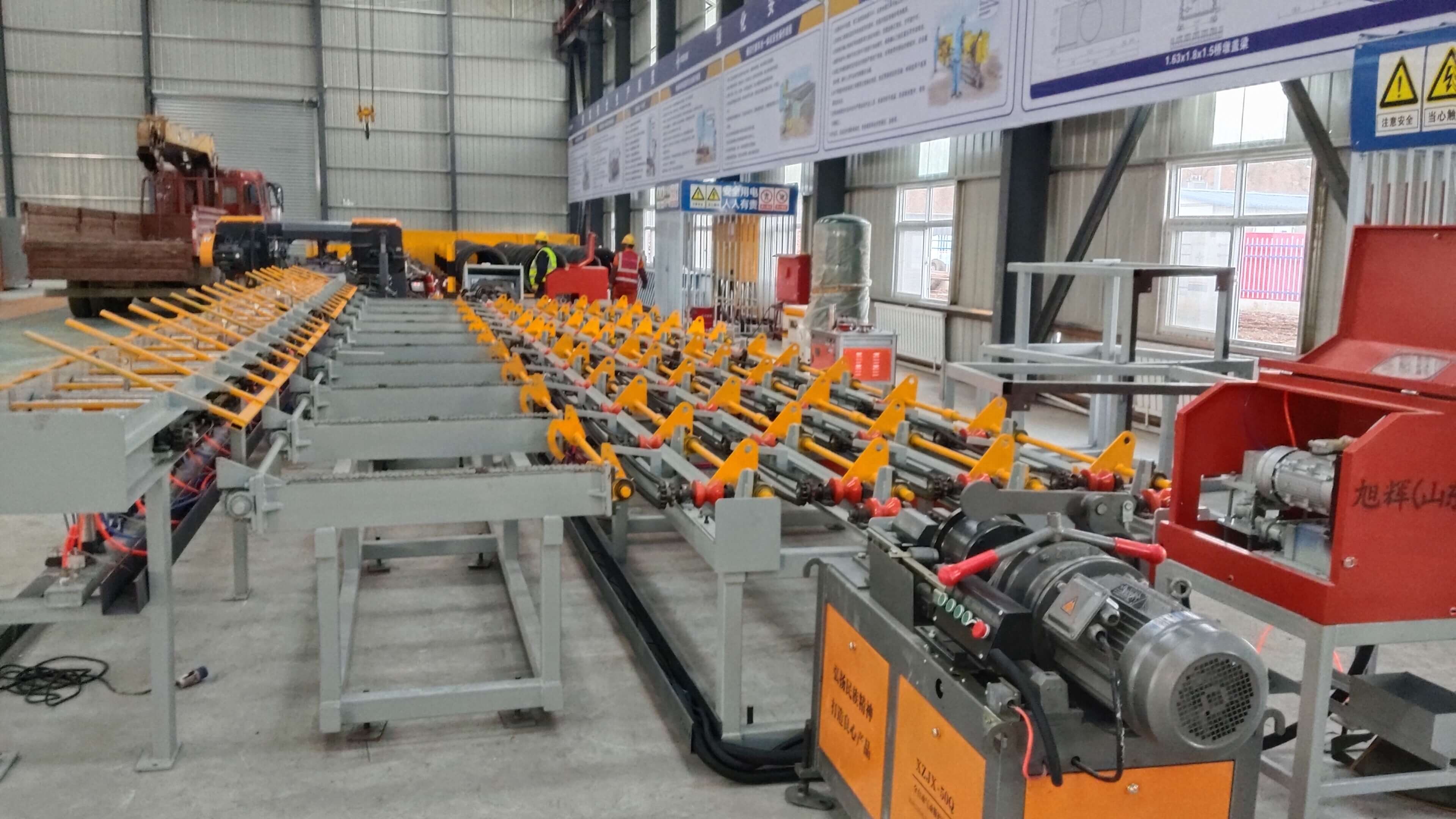 CNC steel bar cutting threading line in factory
