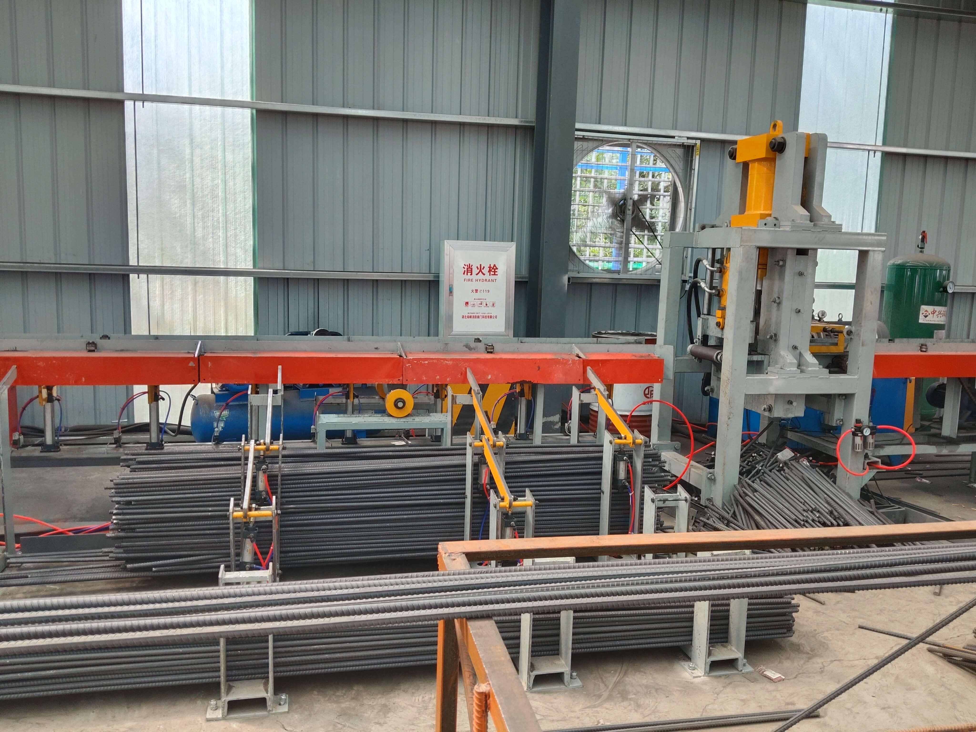 CNC steel bar cutting production line in factory