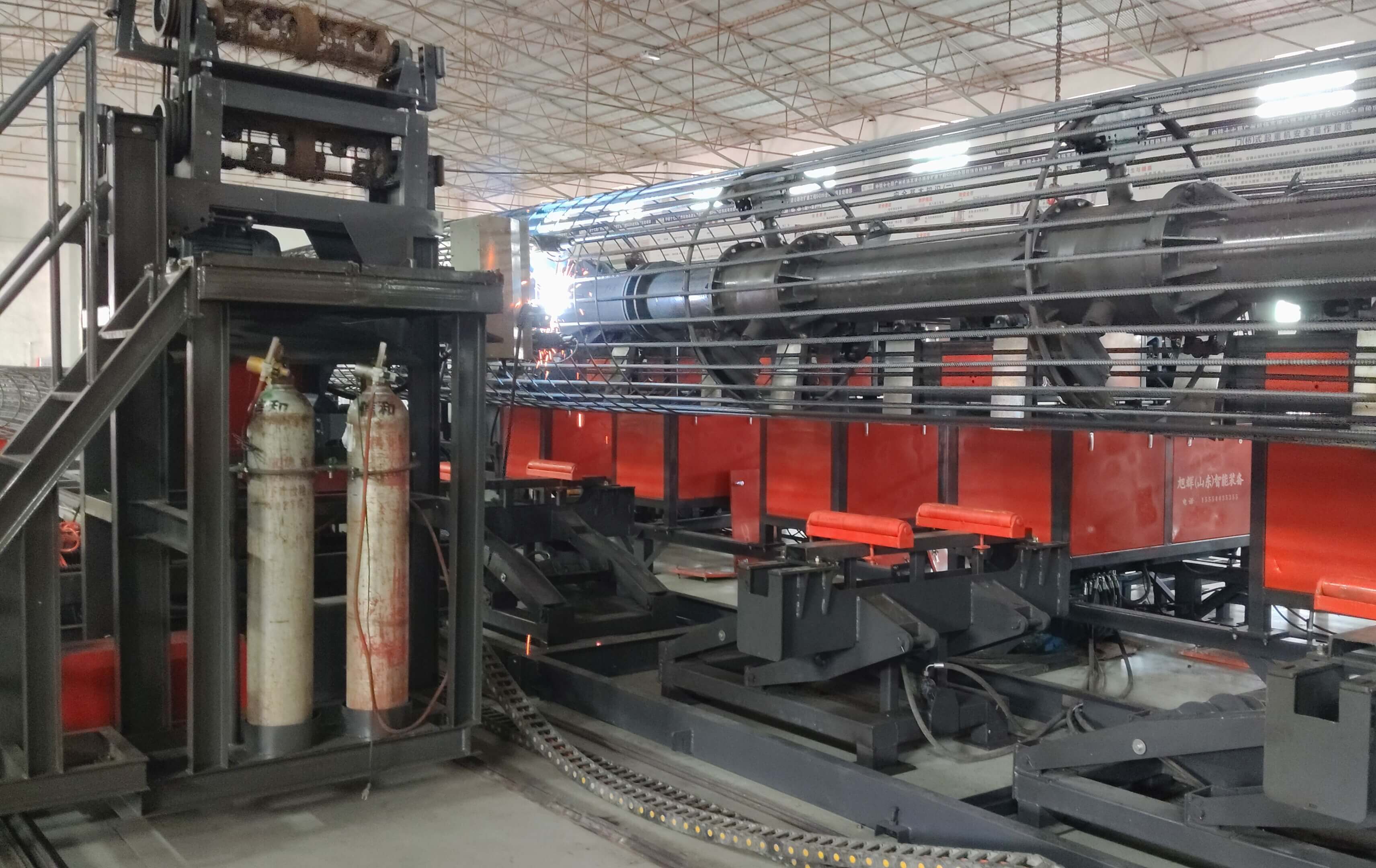 Steel cage forming equipment in factory