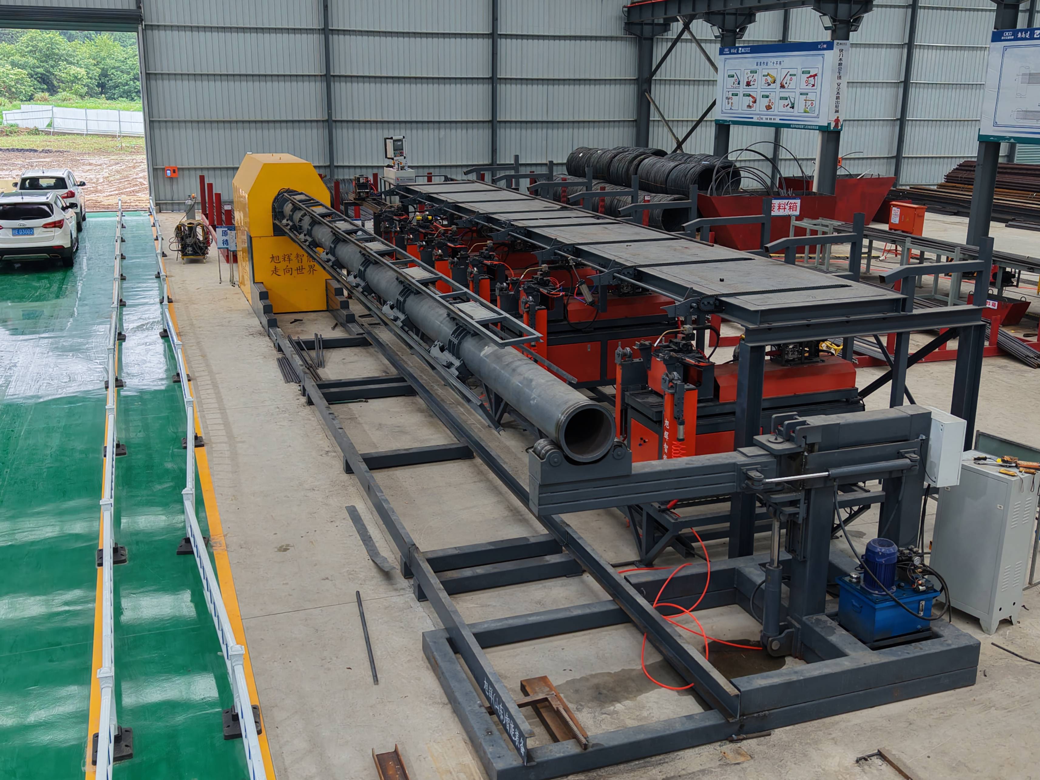 CNC rebar cage welding station in factory
