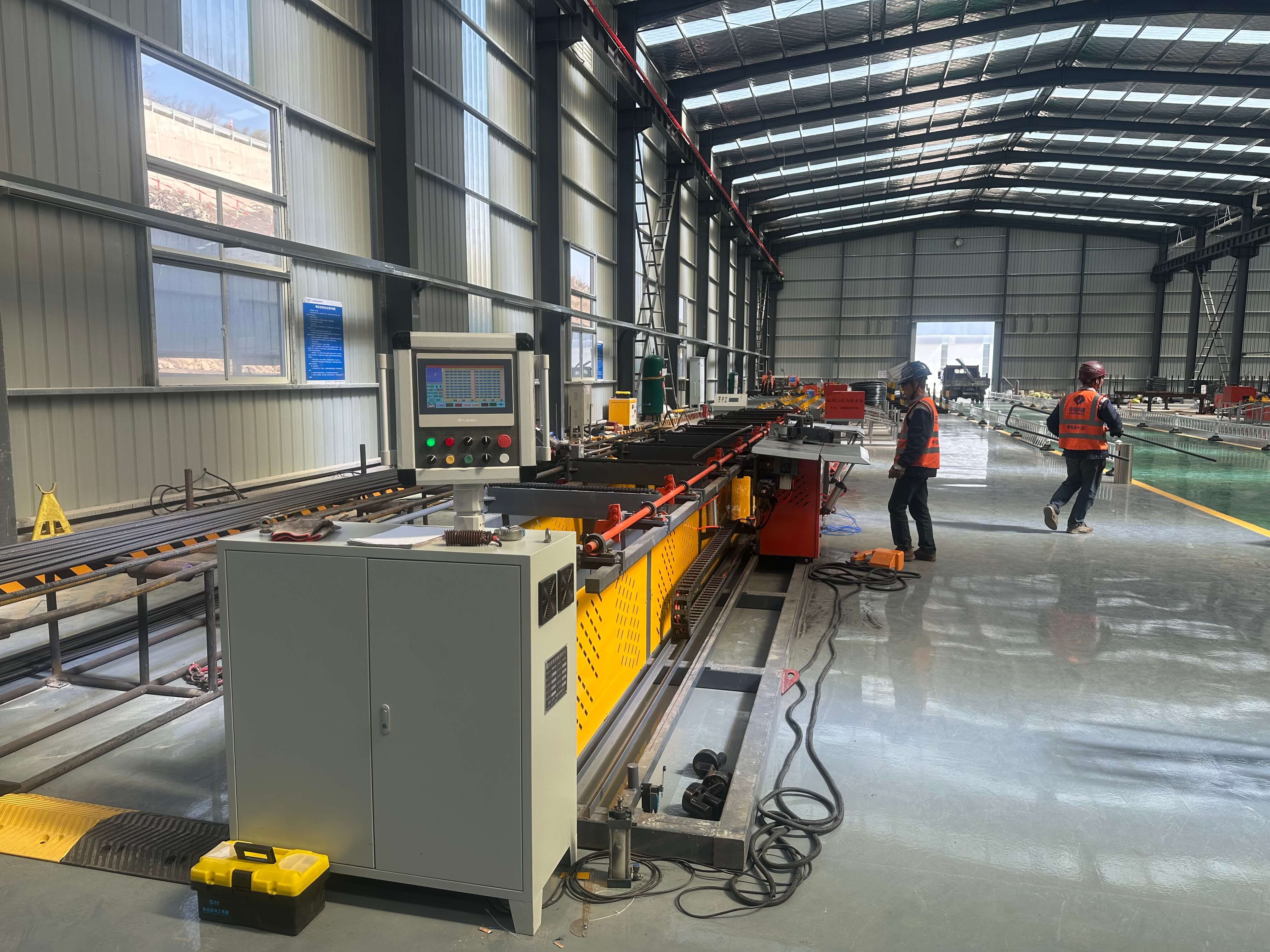 Horizontal Four Spindle Rebar Bending Center in Operation