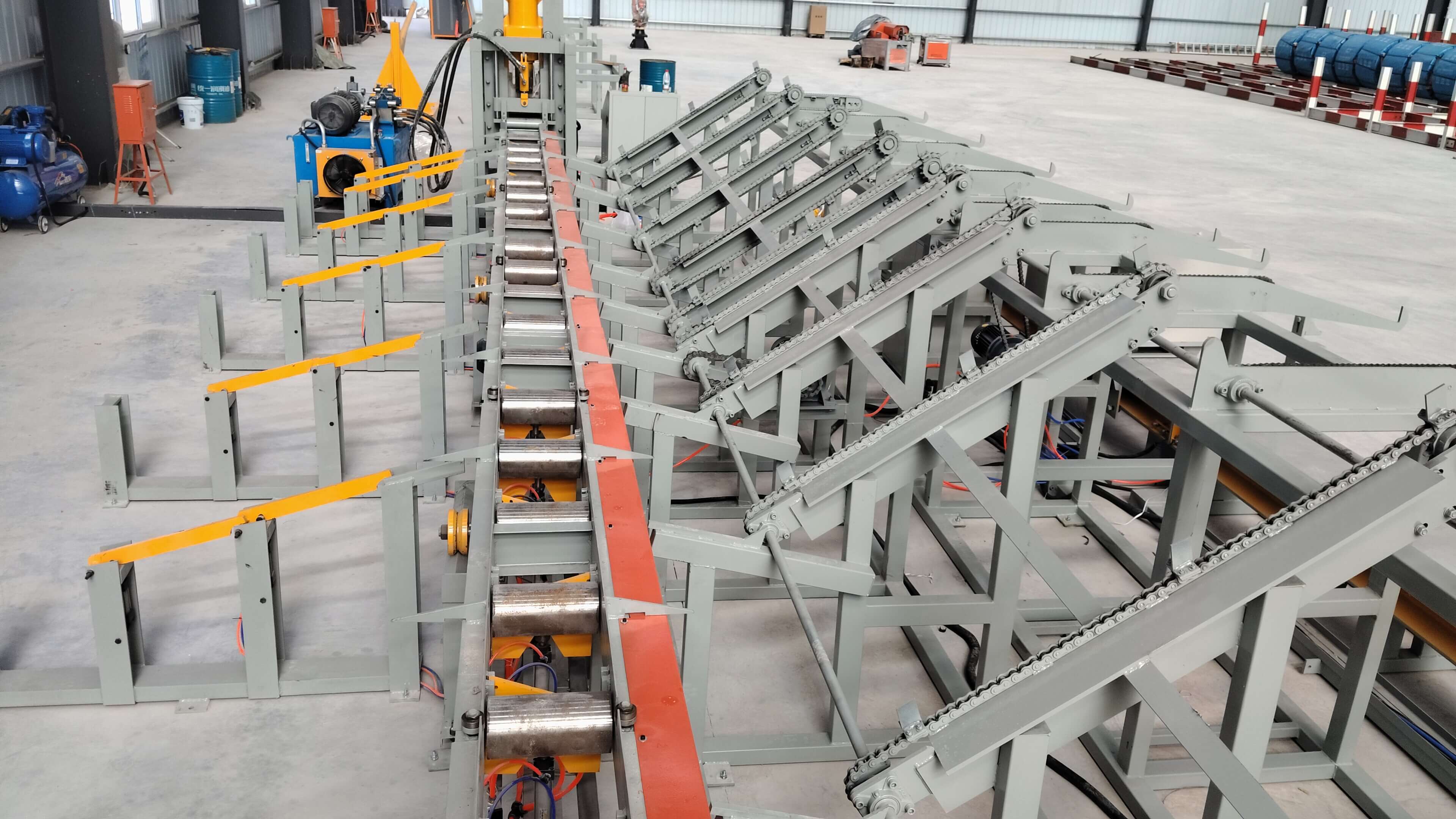 CNC steel bar cutting line in factory