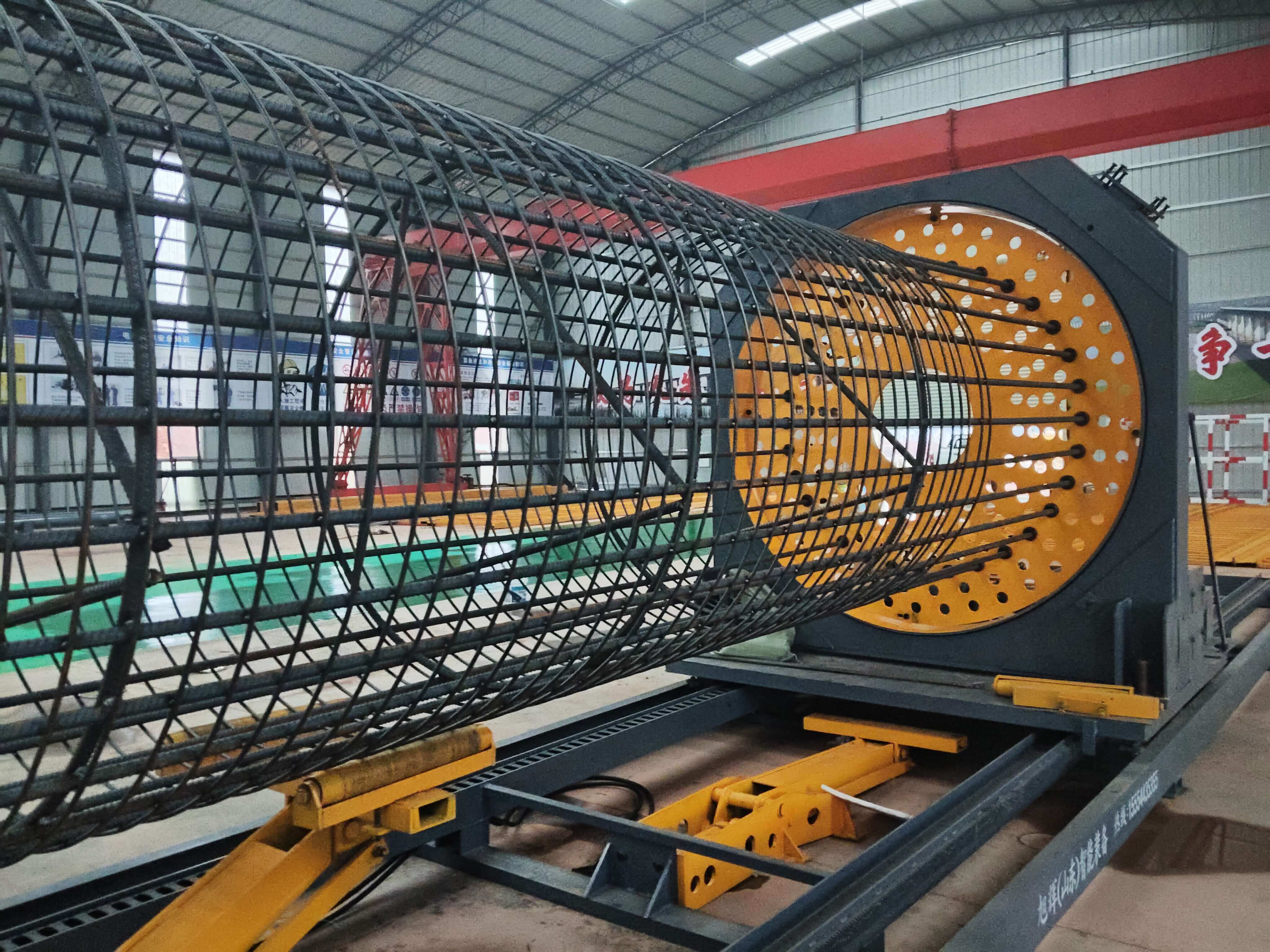 CNC steel bar cage rolling machine in operation