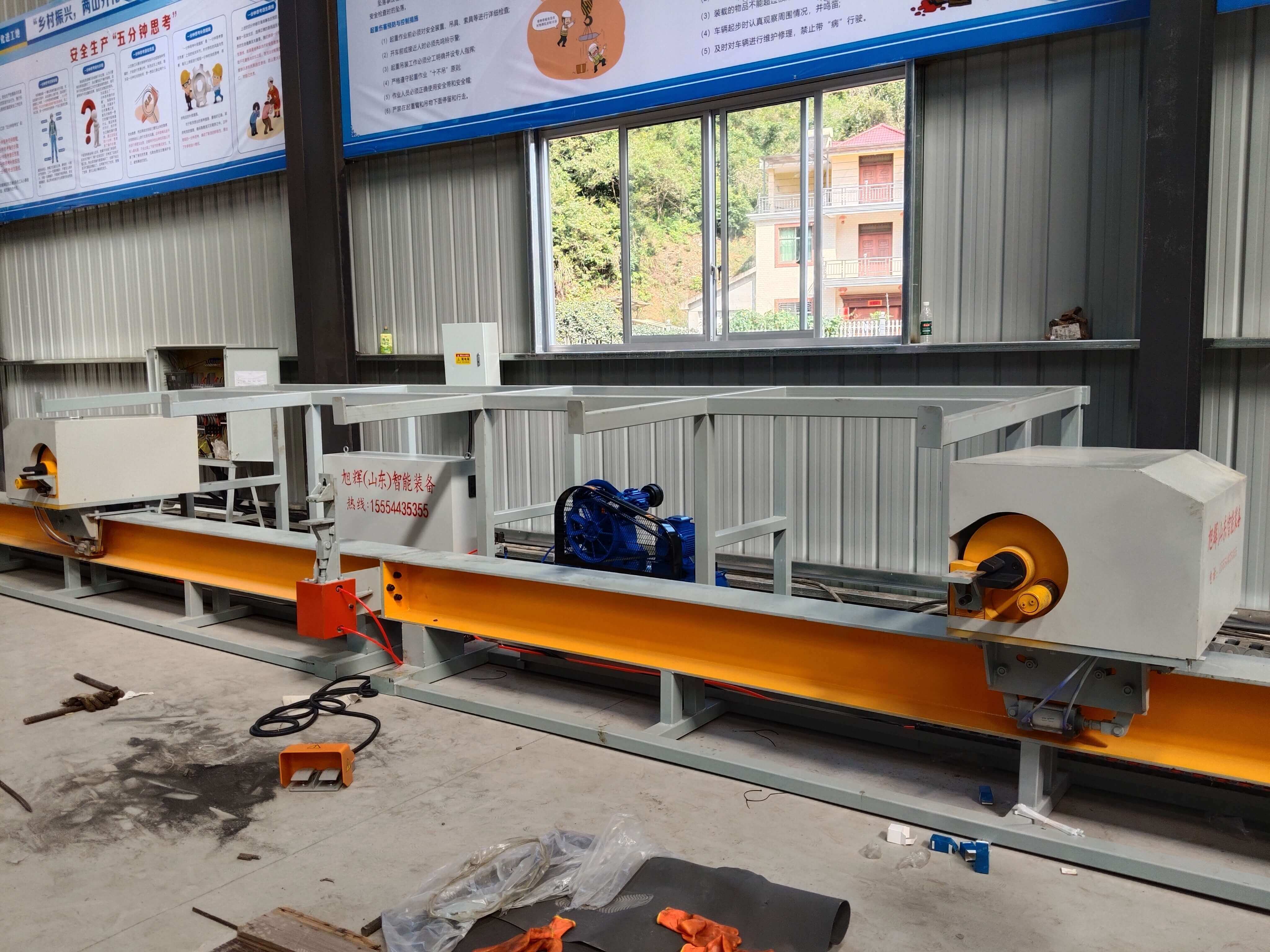 CNC steel bar bending center in operation