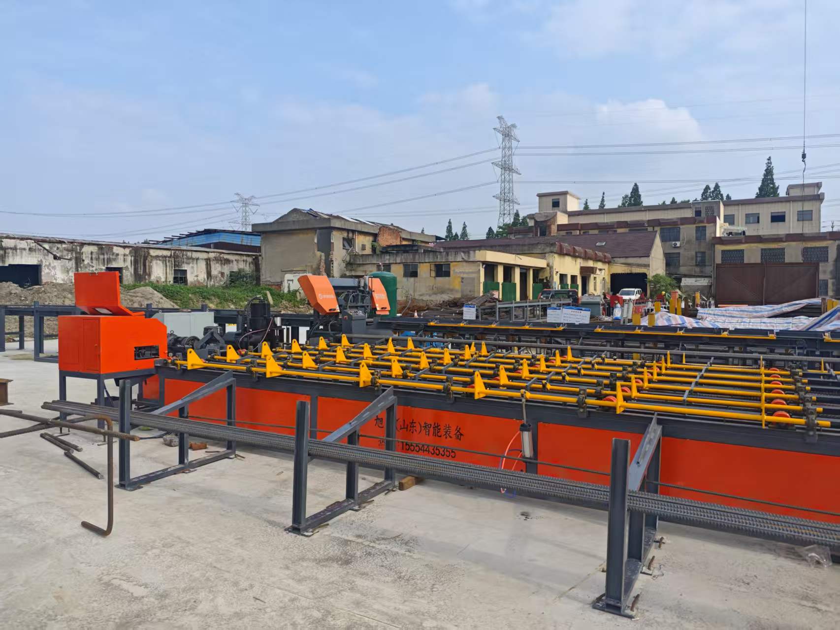 CNC steel bar cutting threading line in factory