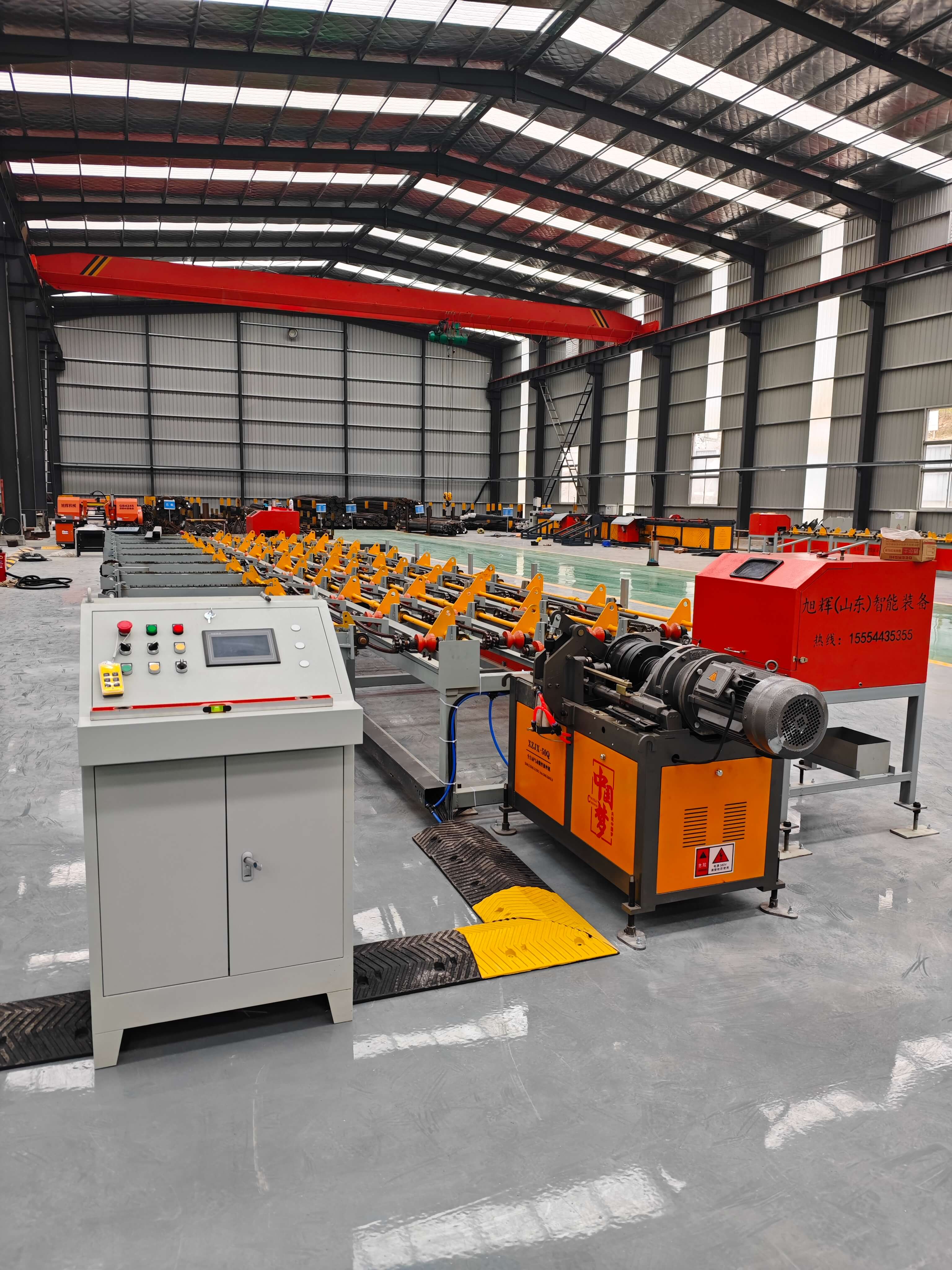 CNC rebar cutting and threading line in factory