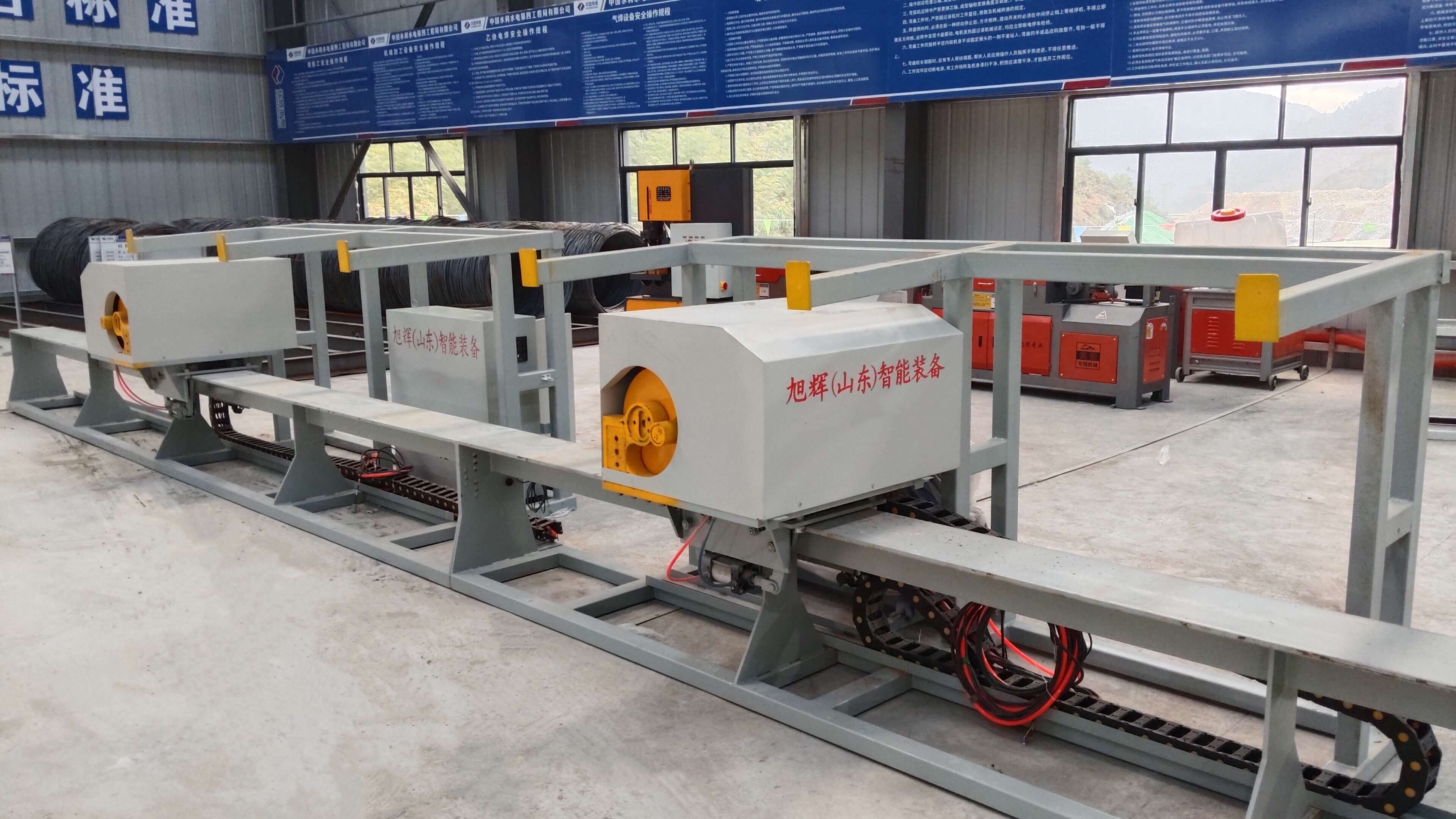 Fully automatic steel bar bending center in operation