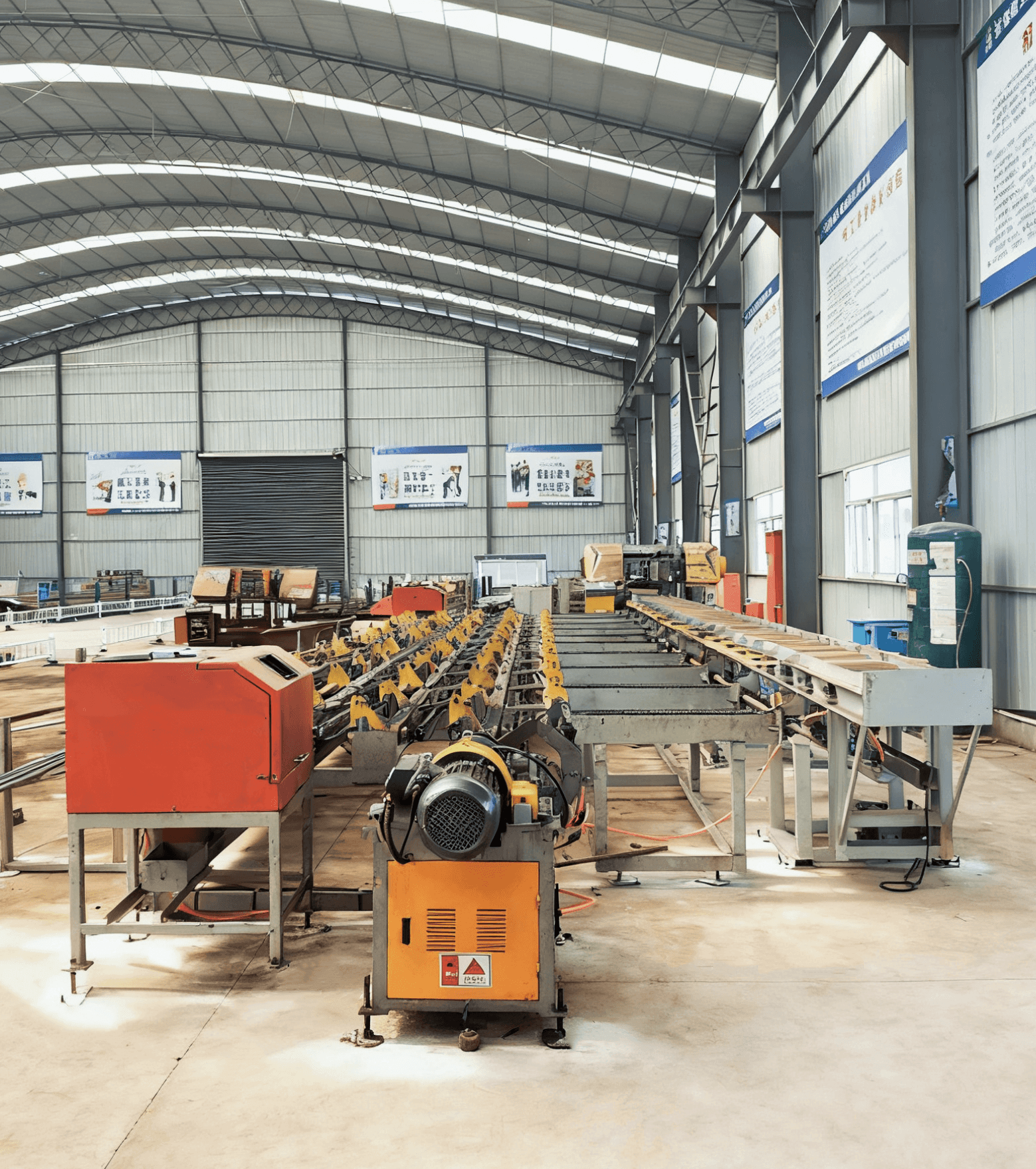 Fully automatic steel bar sawing threading and grinding production line