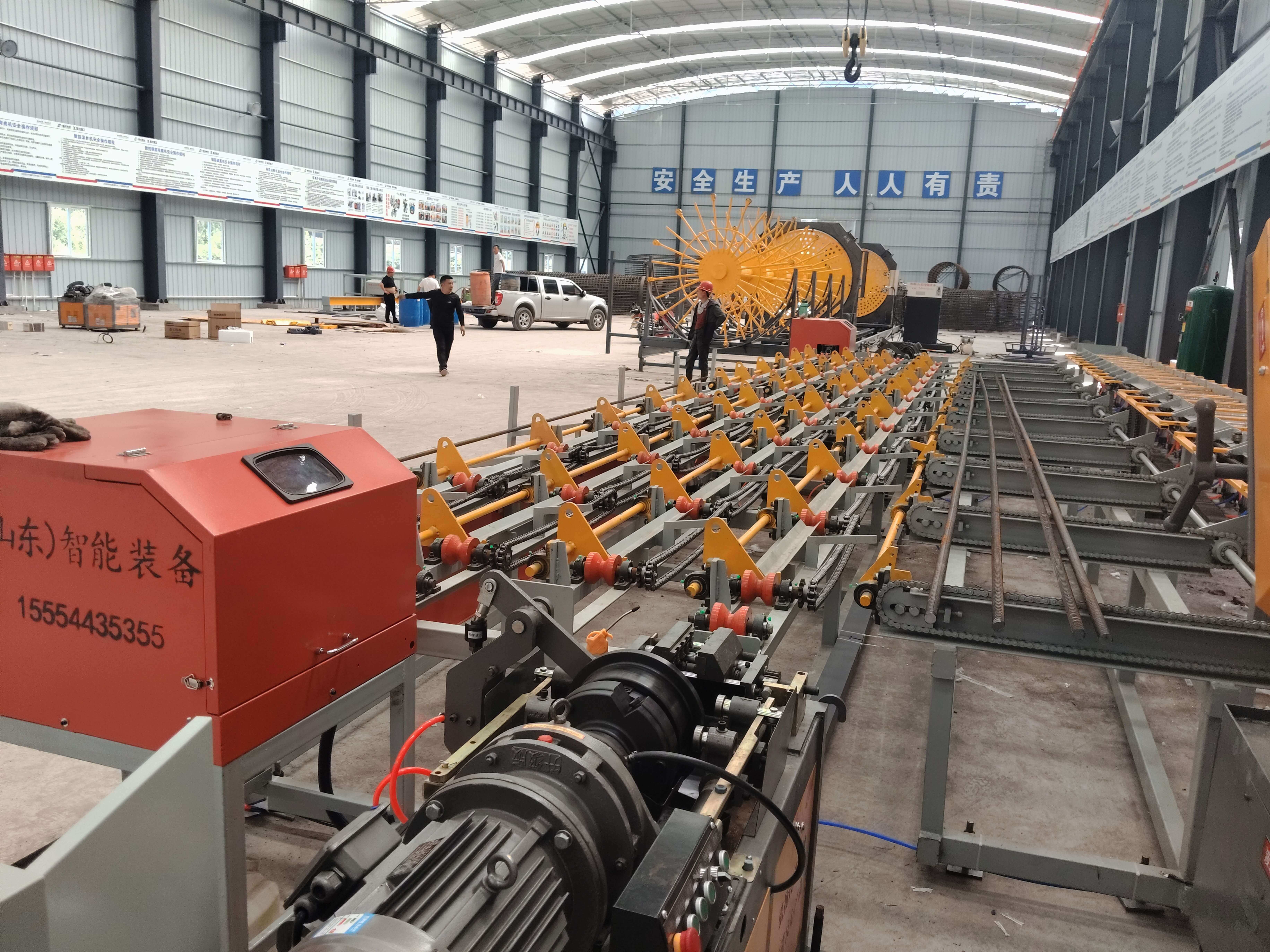 Fully automatic steel bar cutting threading polishing production line