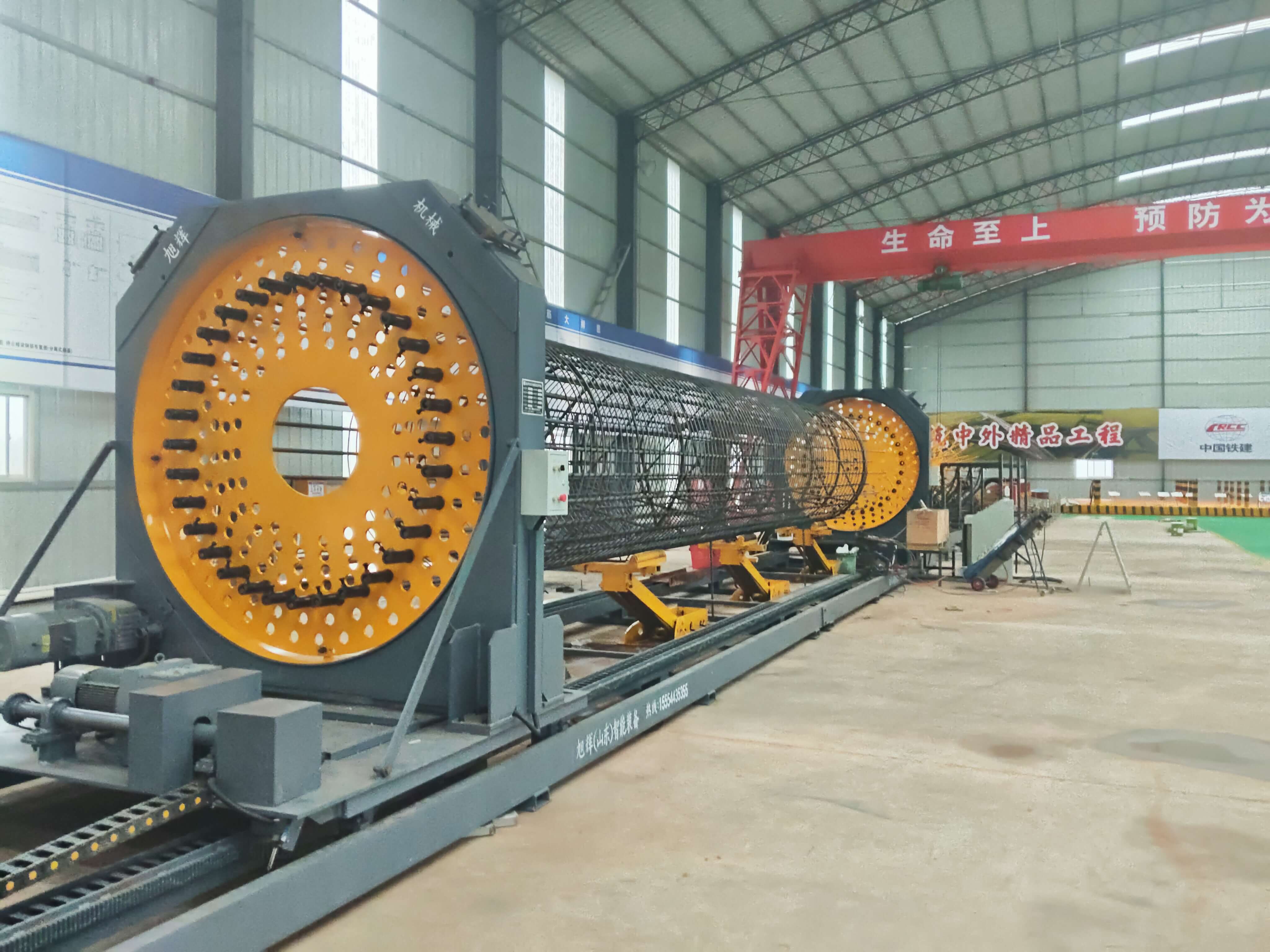 Fully automatic steel cage rolling welder in operation