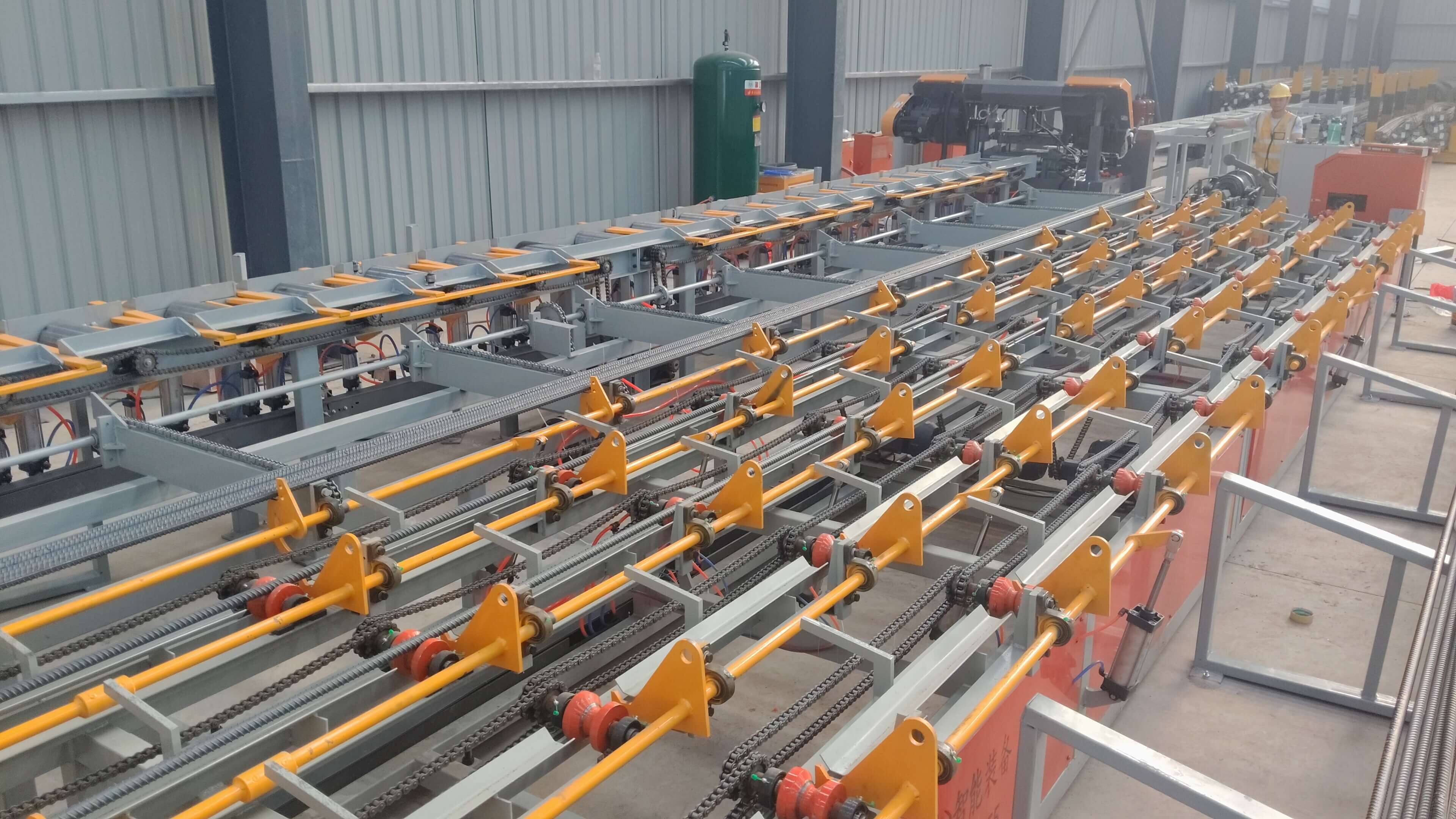 CNC steel bar cutting threading line in factory