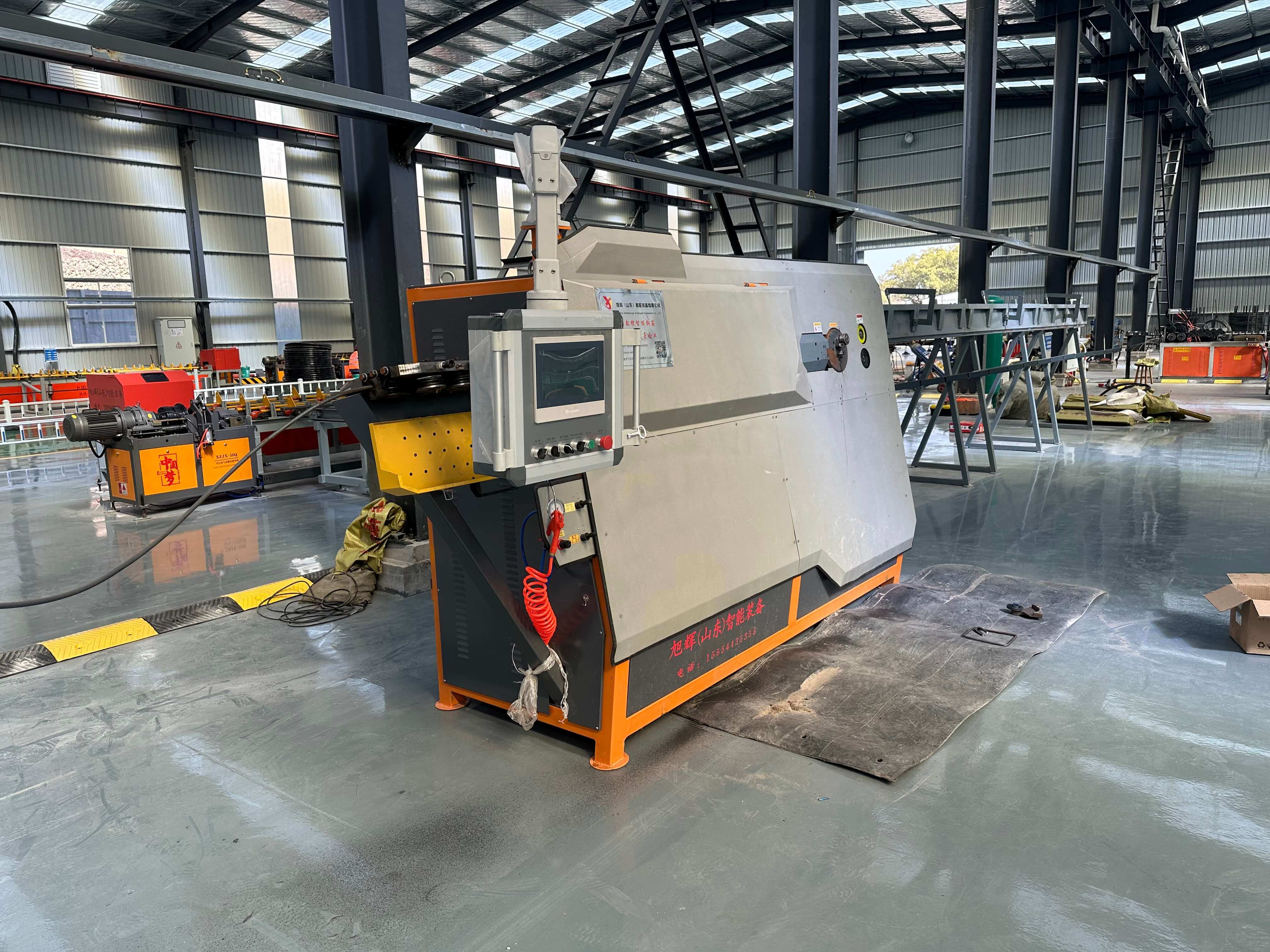 Industrial rebar bending equipment operation