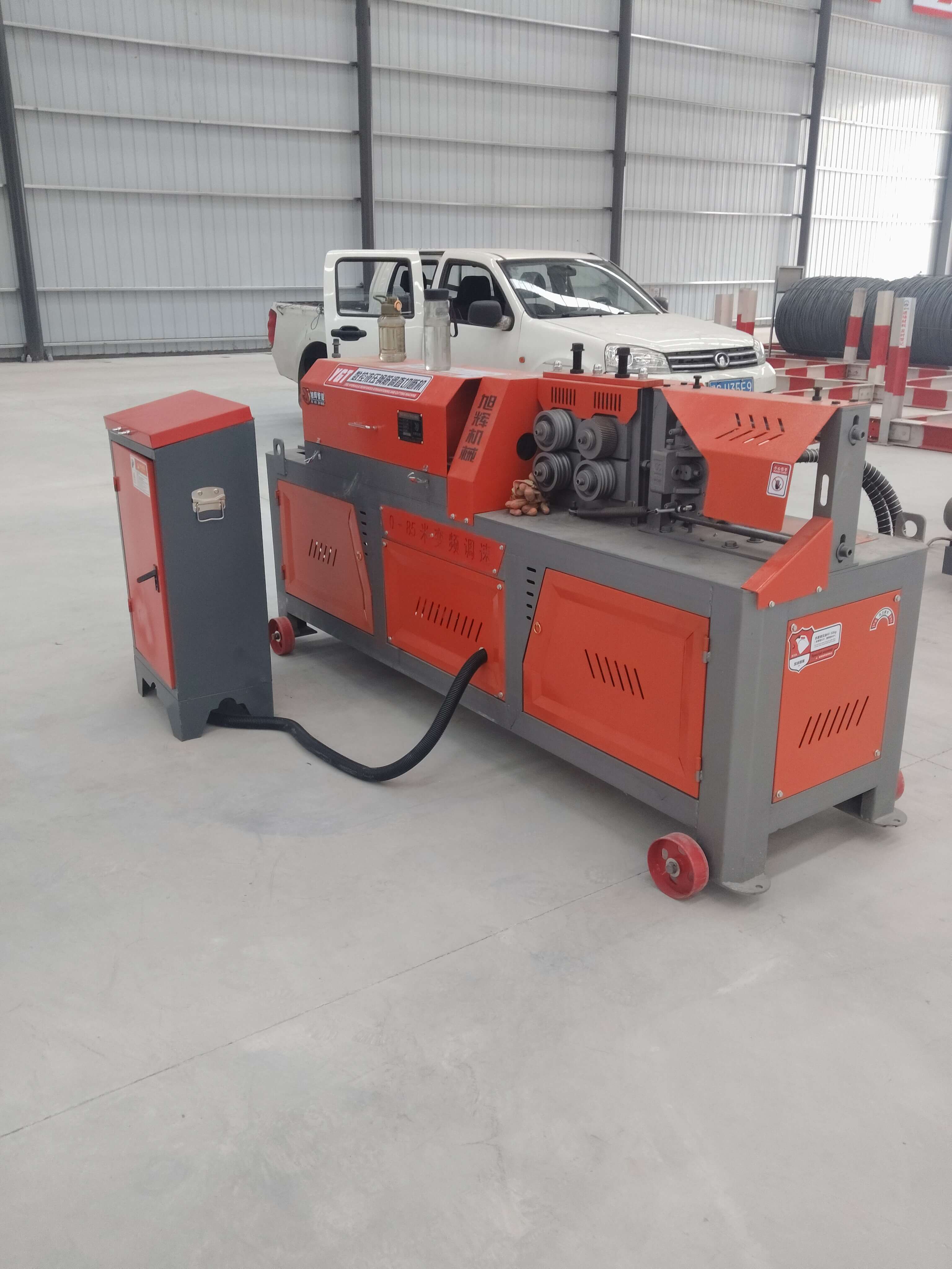 Rebar cage welding workstation in operation