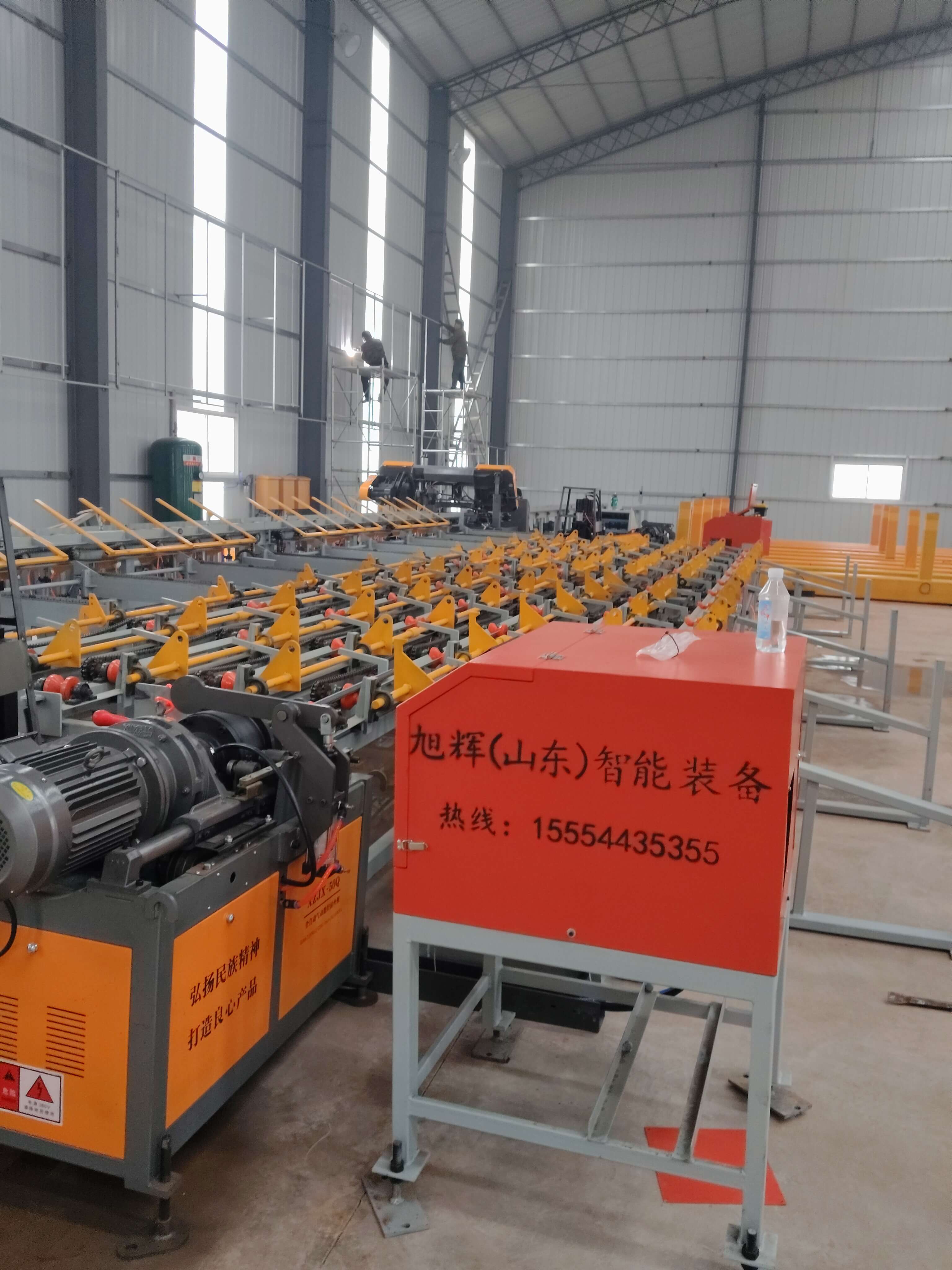 Reinforced steel cutting threading line in operation