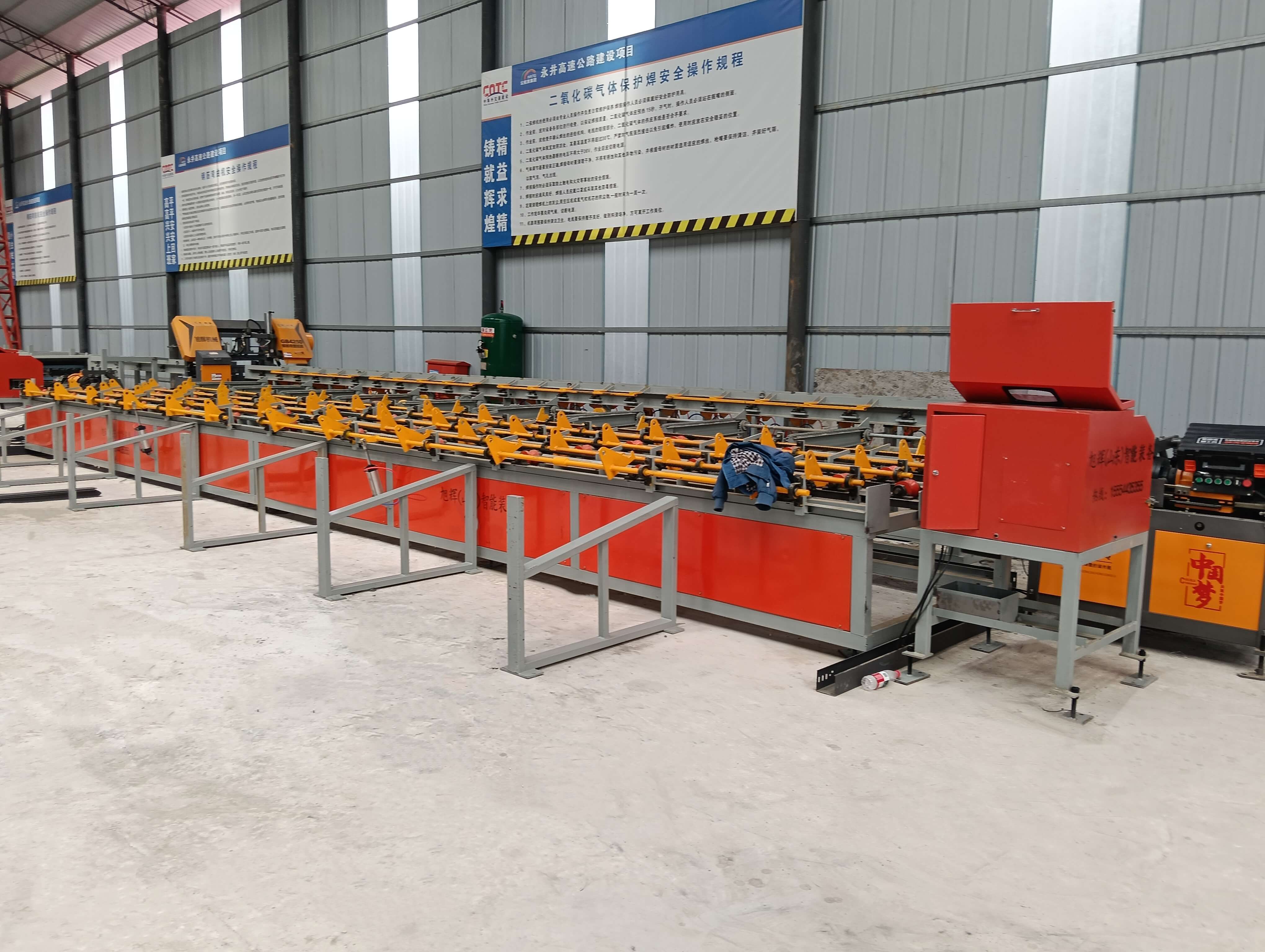 Fully automatic steel bar sawing threading and grinding production line