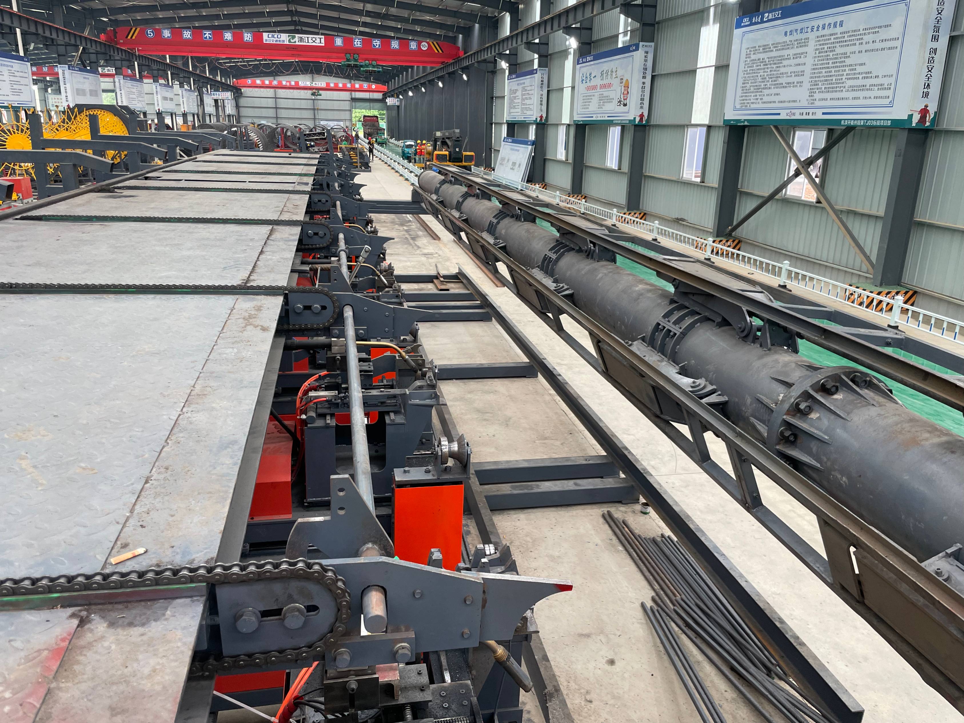 CNC steel cage welding station in operation