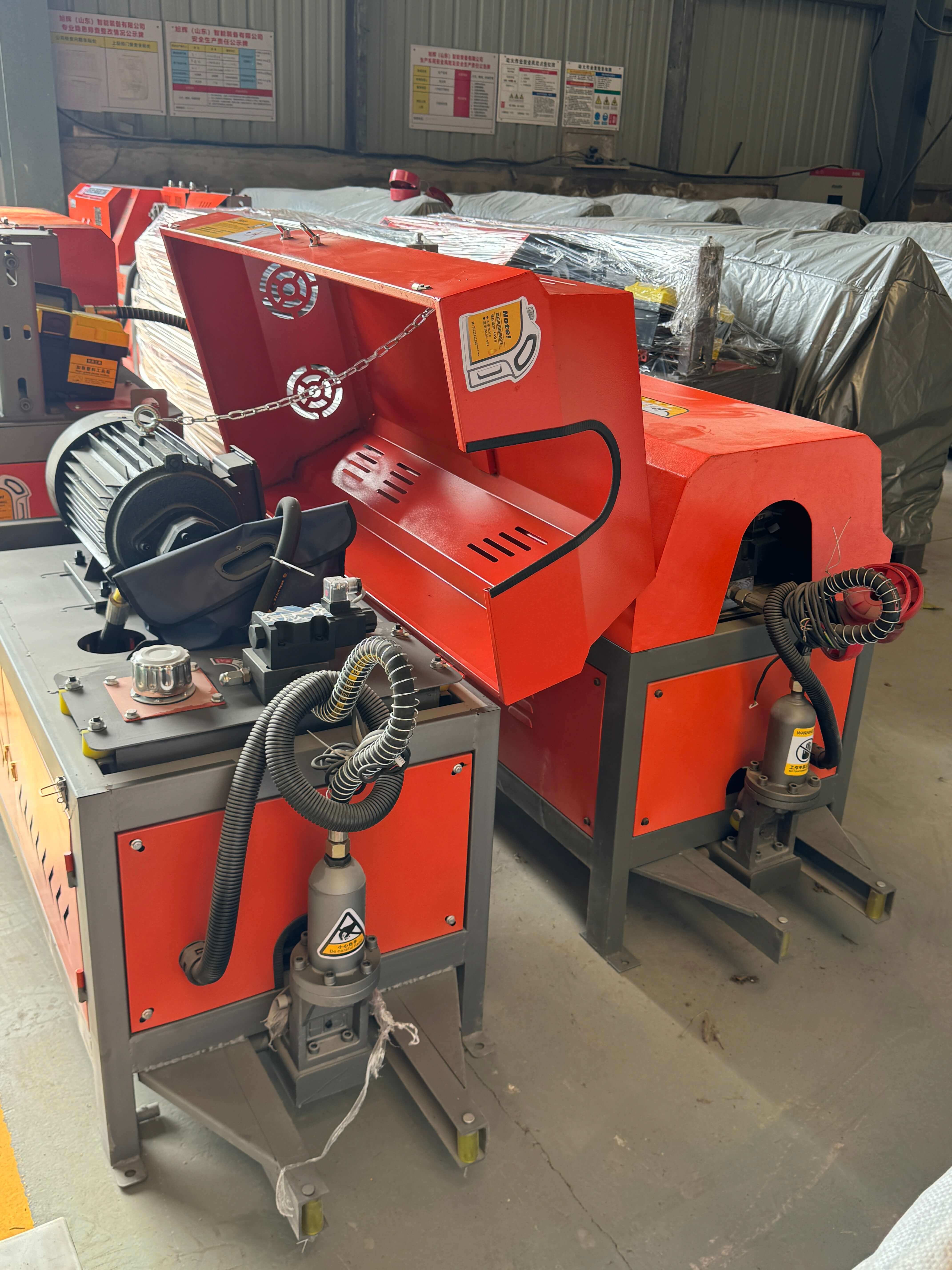 CNC steel bar straightening and cutting machine in operation