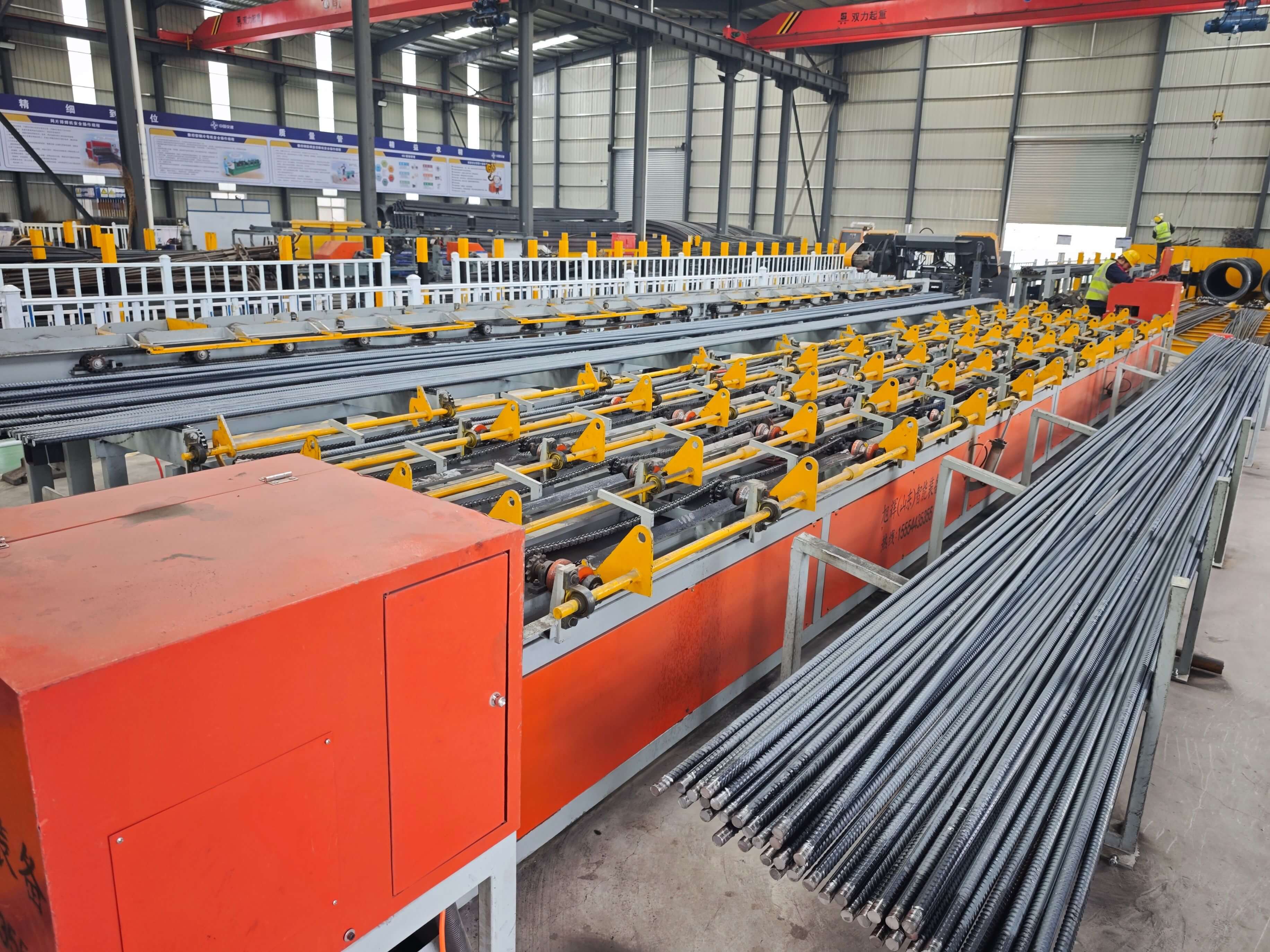 Steel bar sawing threading and grinding machine in factory