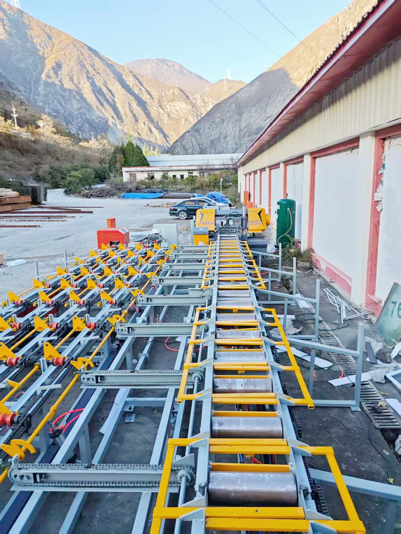 CNC steel bar cutting threading polishing line in factory