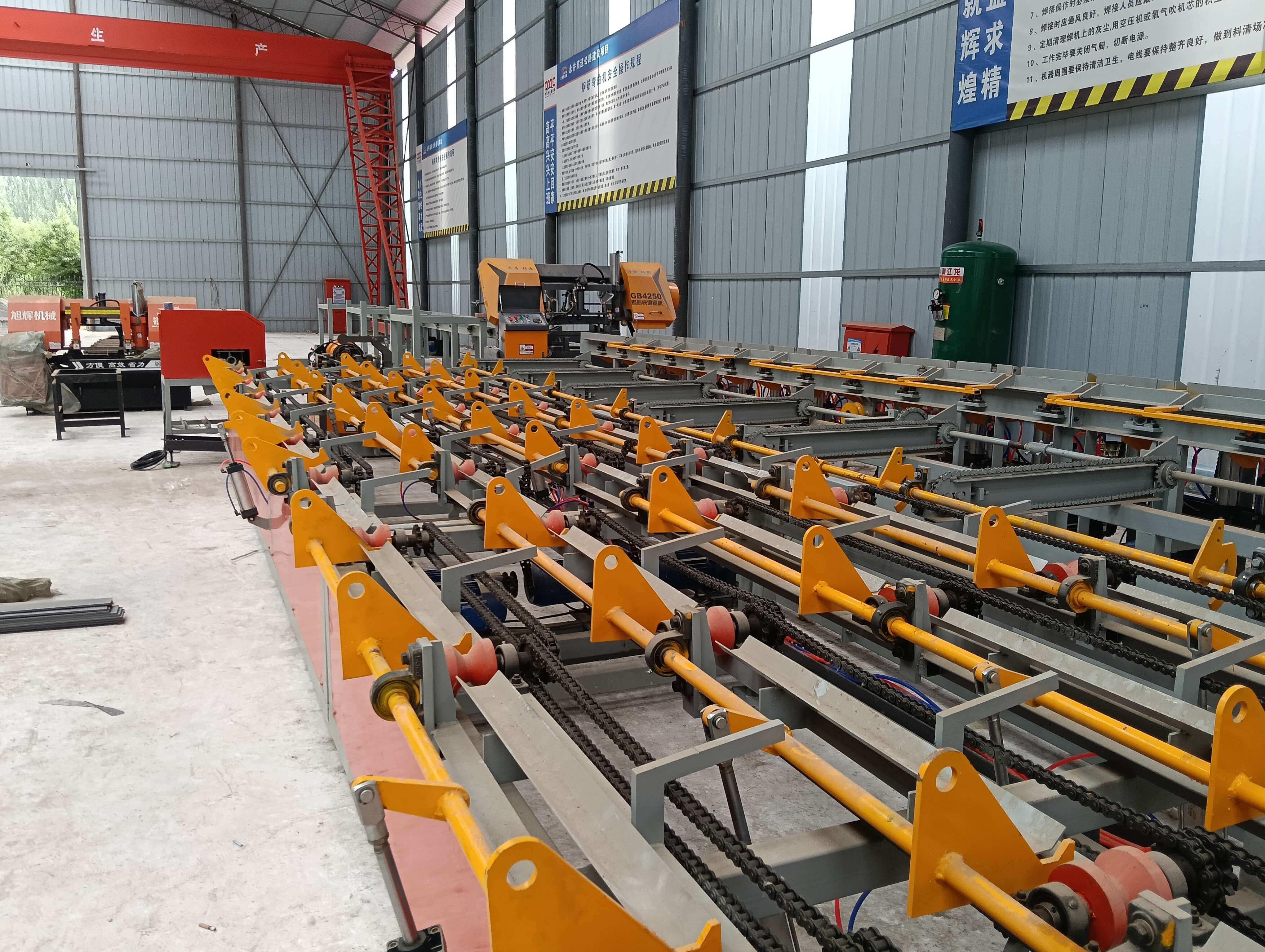 Steel bar cutting threading and polishing machine in operation
