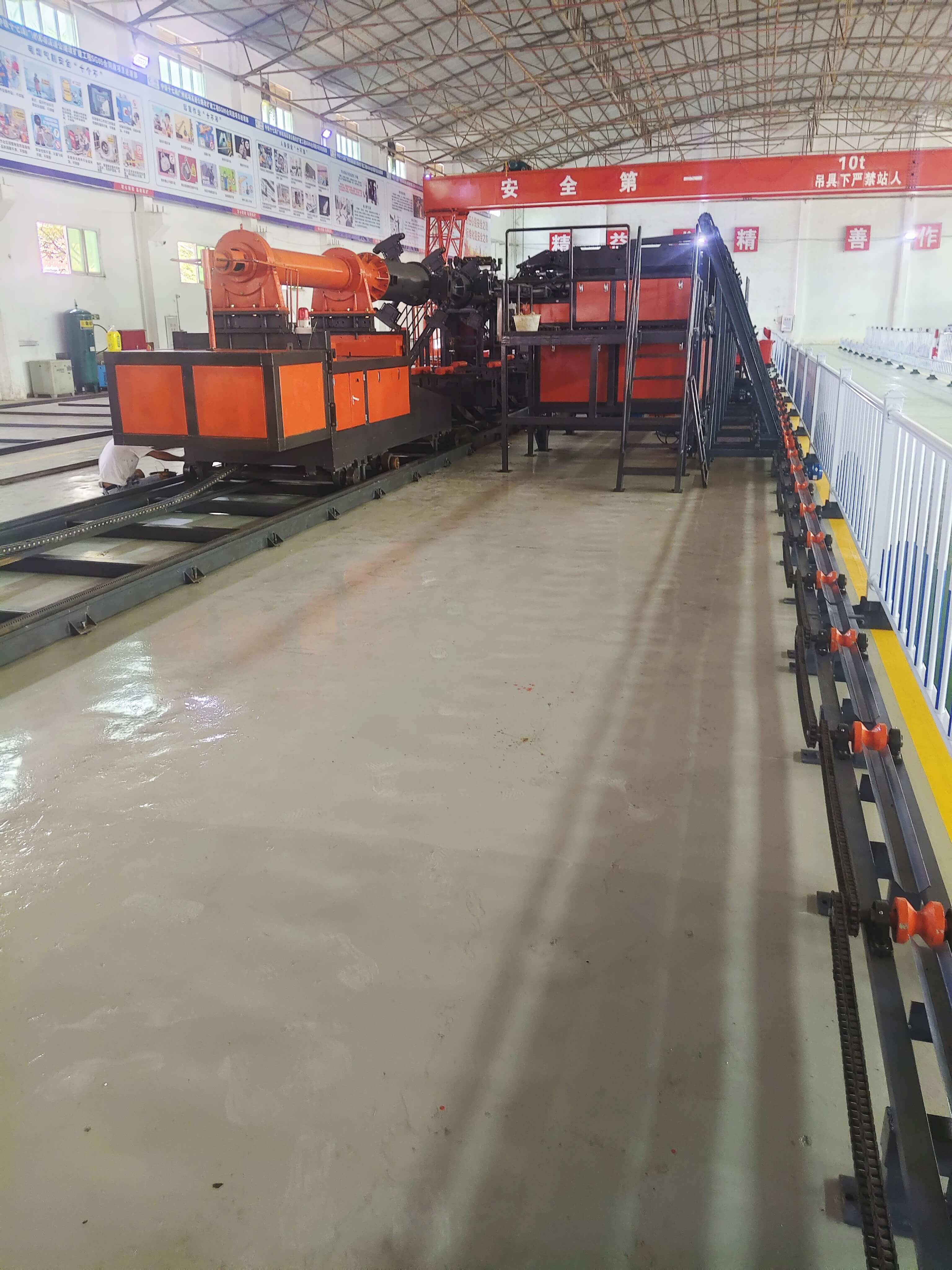 Steel reinforcement cage workstation in operation