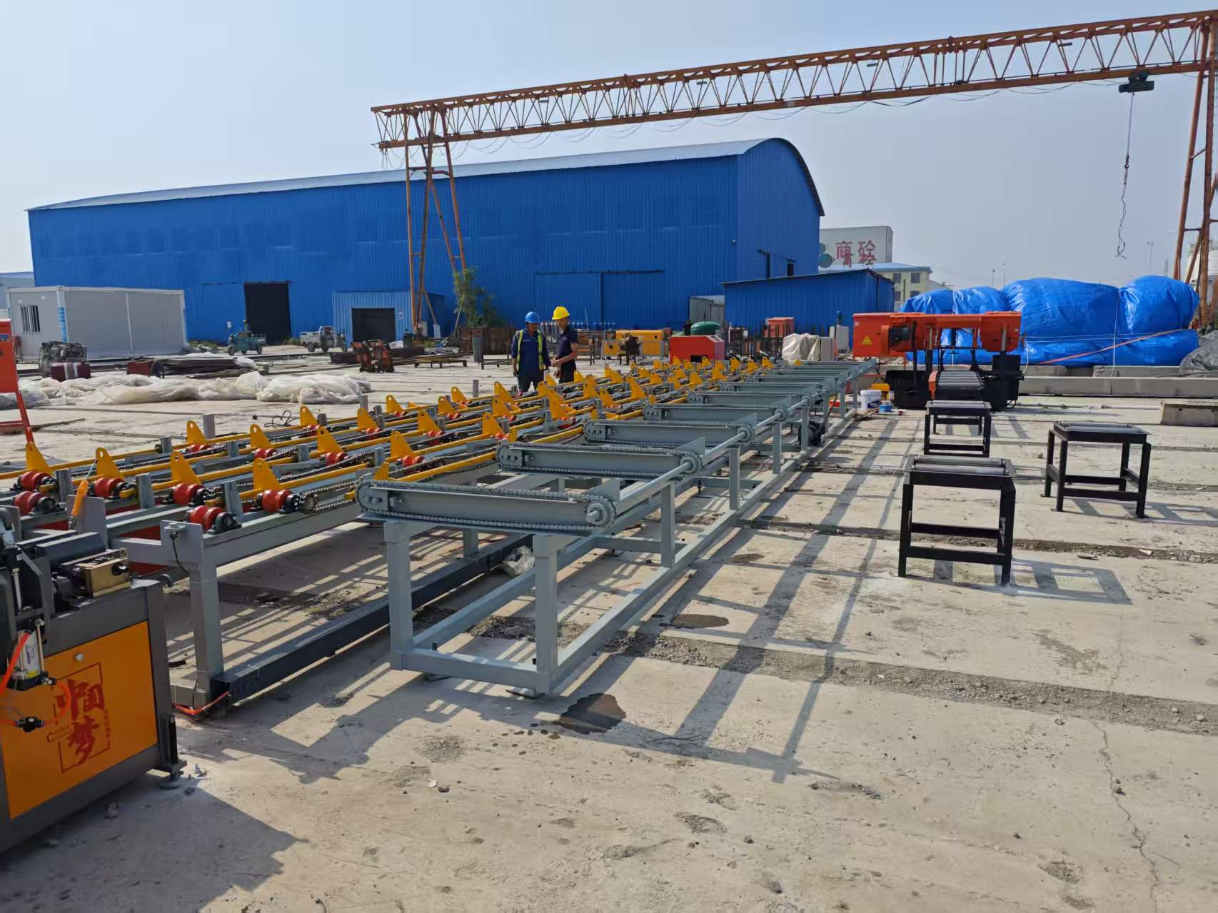 CNC steel bar cutting threading line in factory