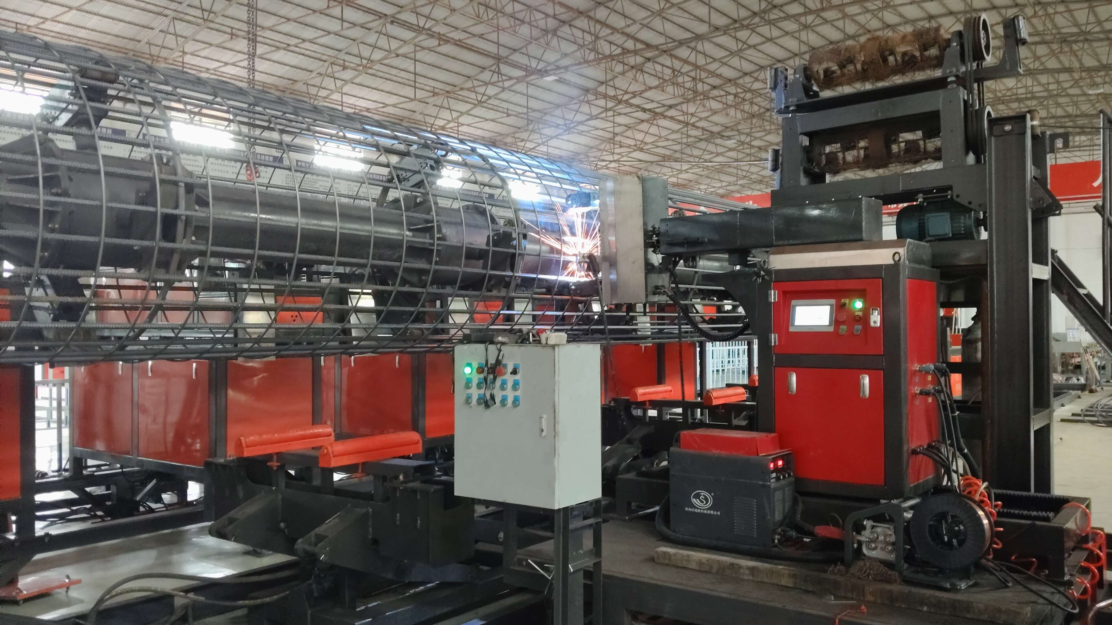 Smart steel cage forming welding workstation in factory