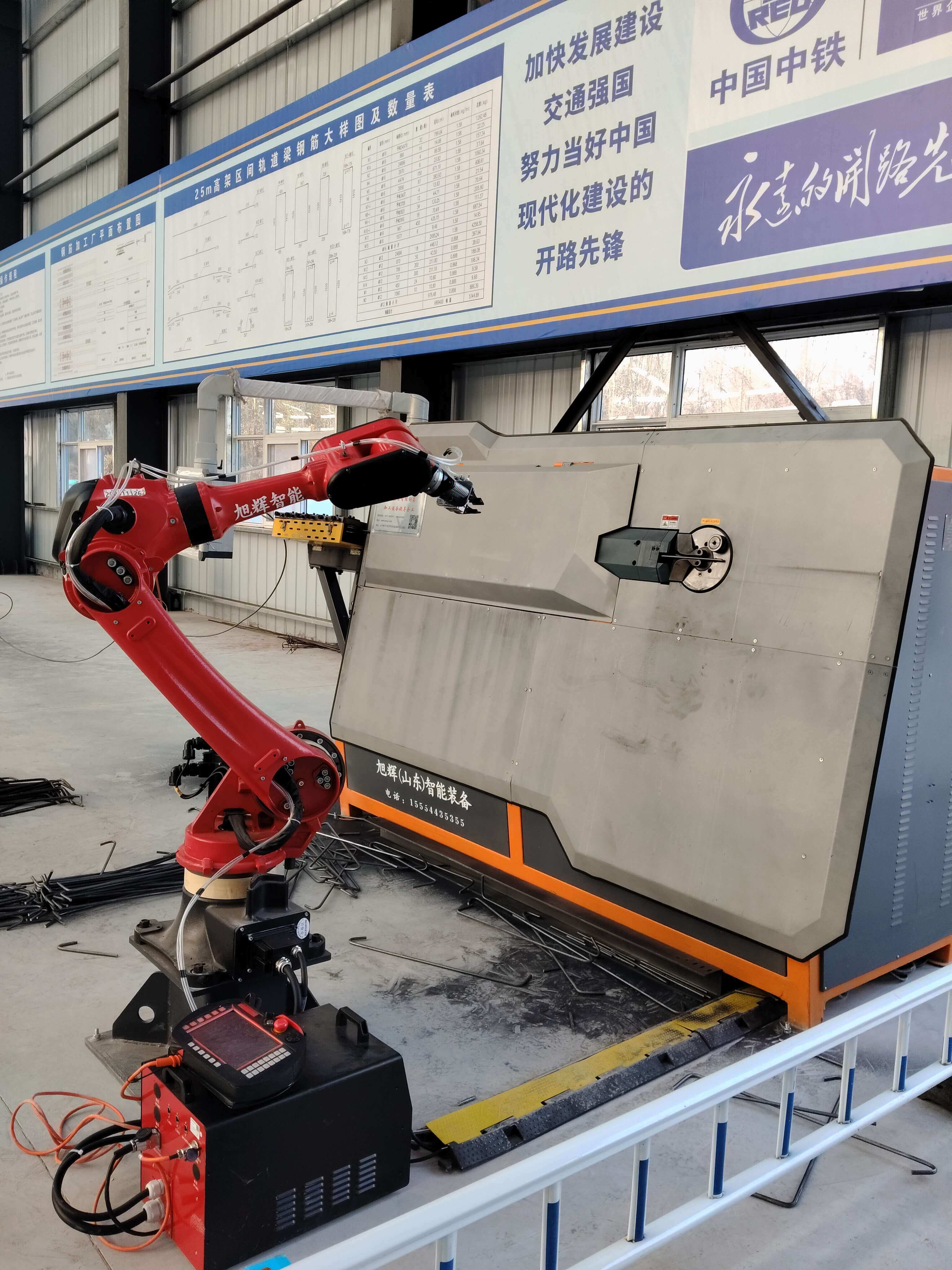 Automatic rebar hoop forming machine operation