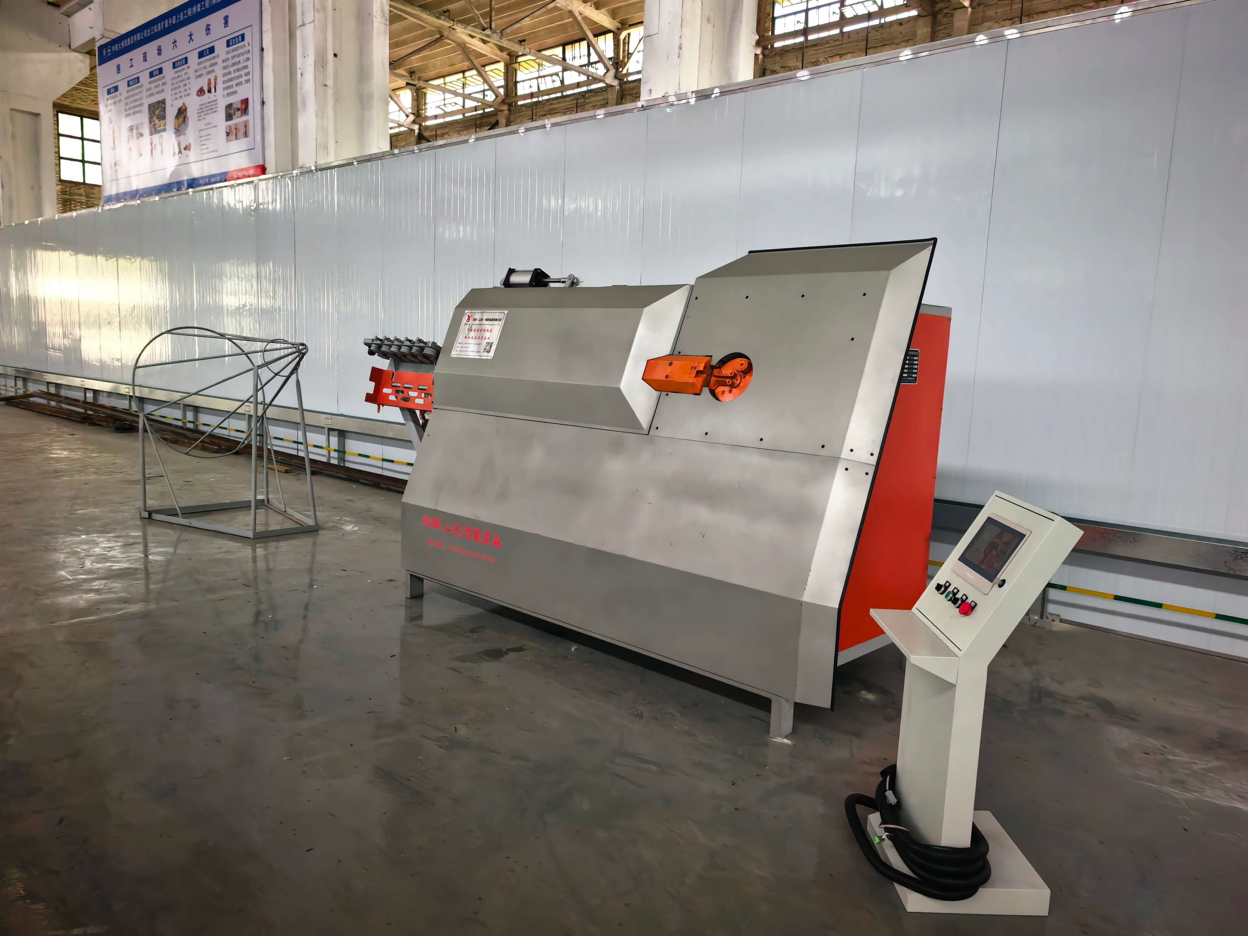 Numerical control rebar bending machine in operation