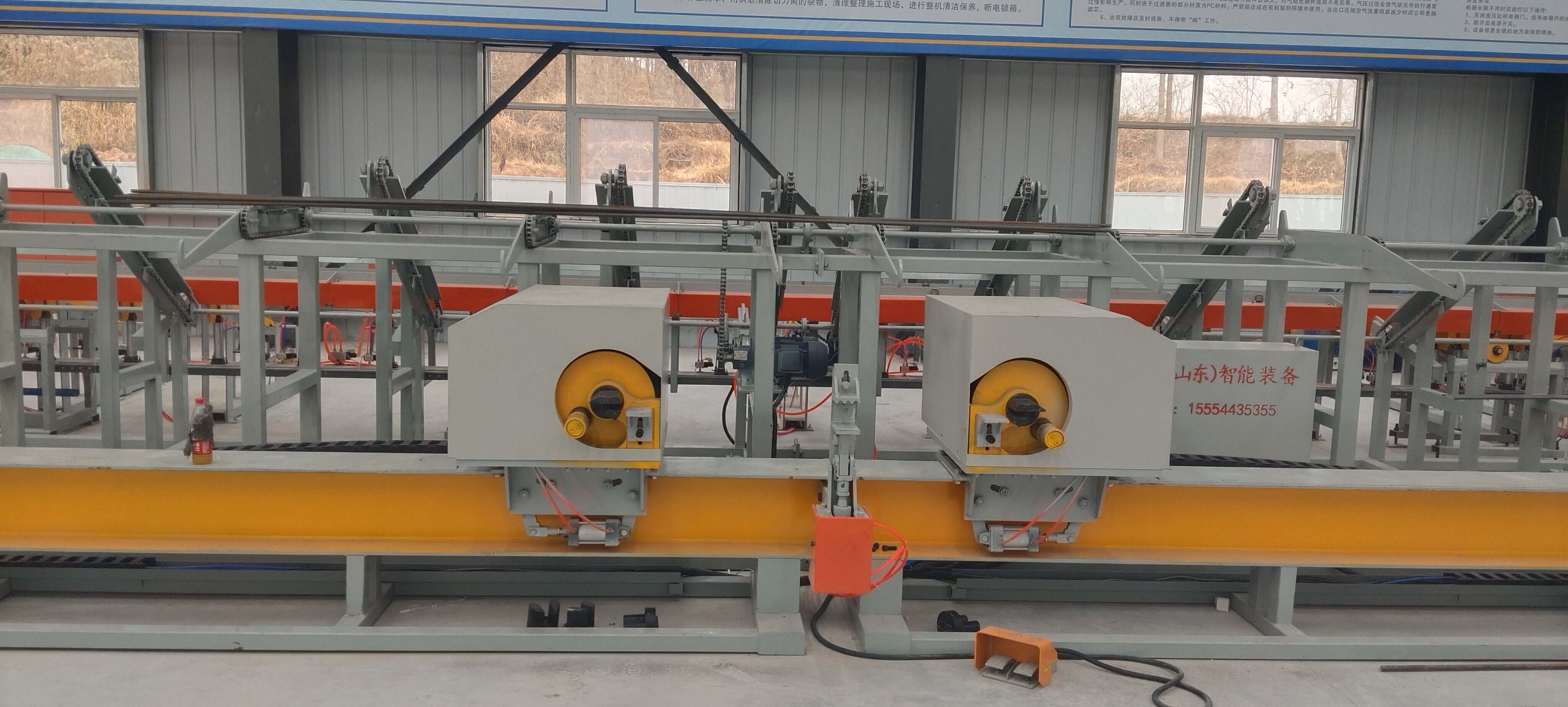Rebar processing equipment in operation