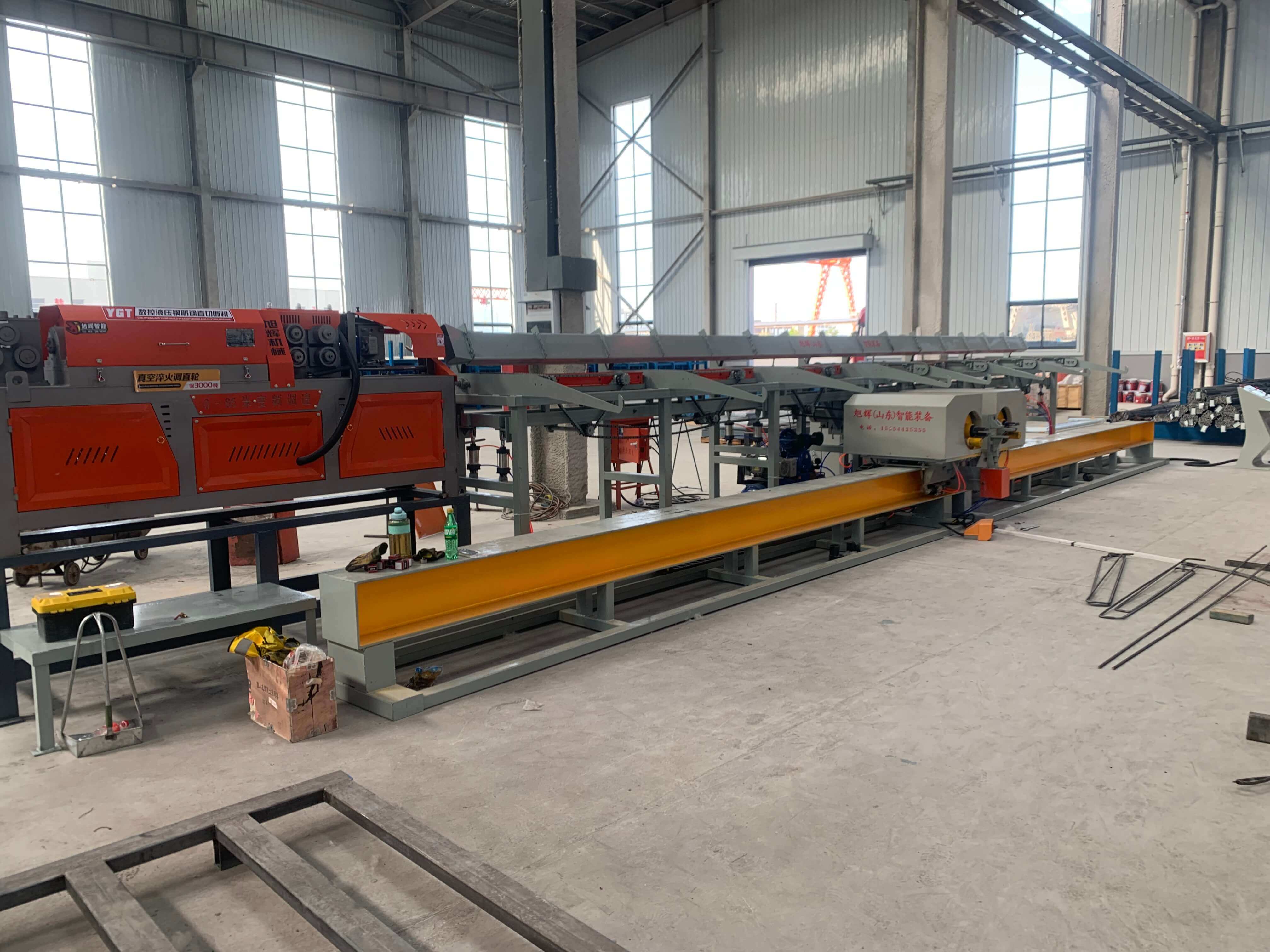 Fully automatic rebar bending center in operation