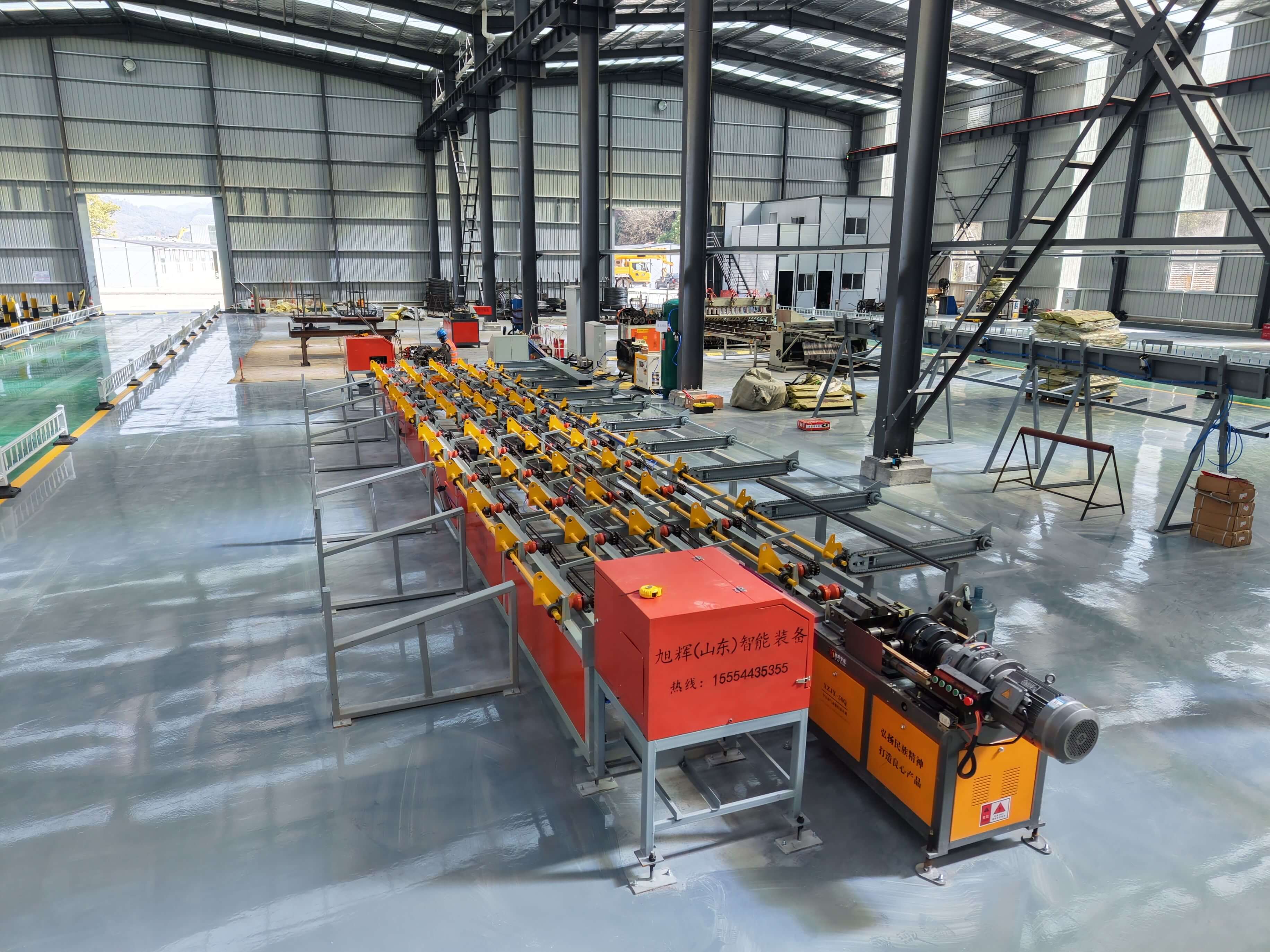 CNC steel bar cutting threading polishing line in factory