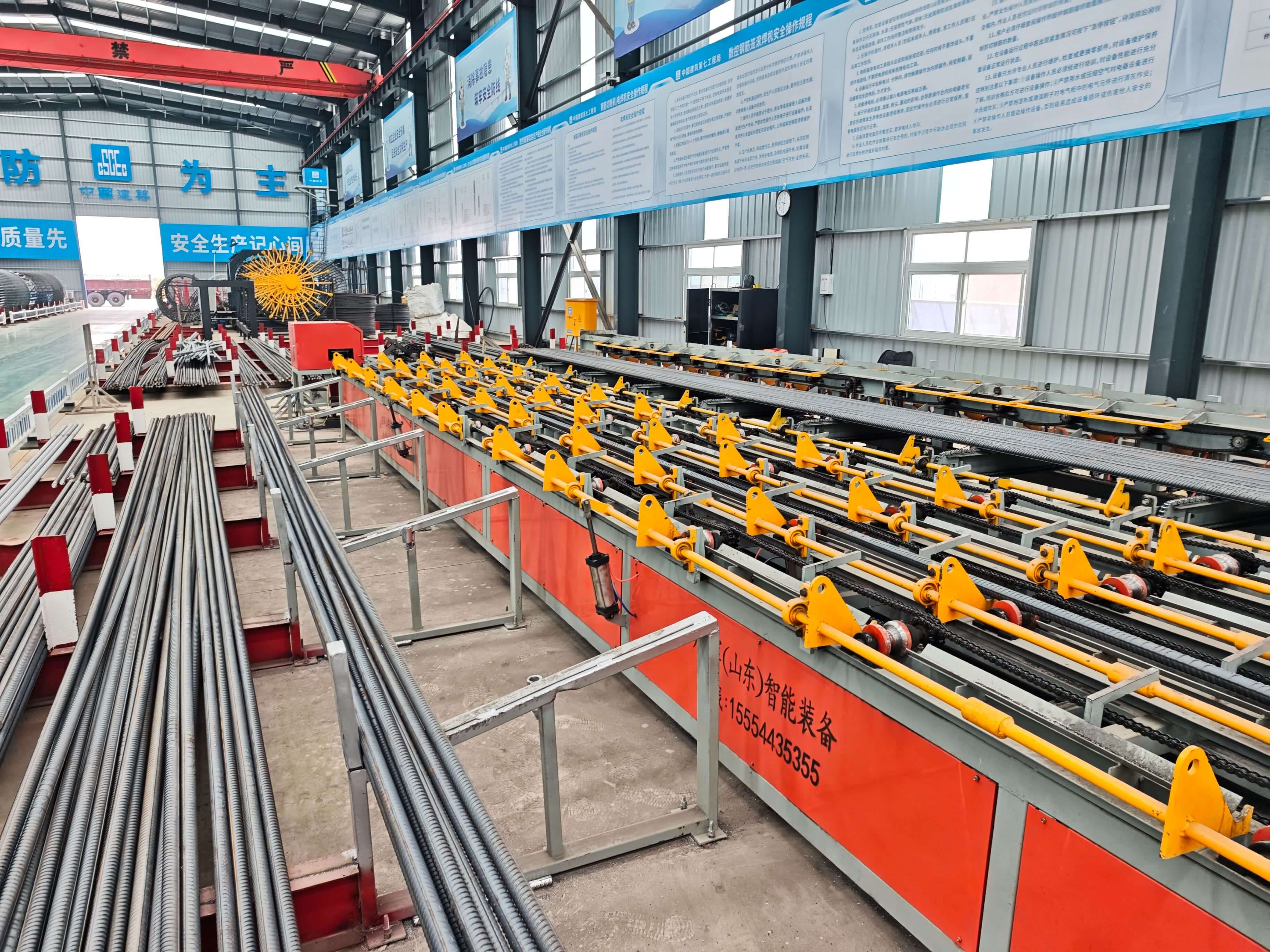 Steel bar processing equipment in construction site
