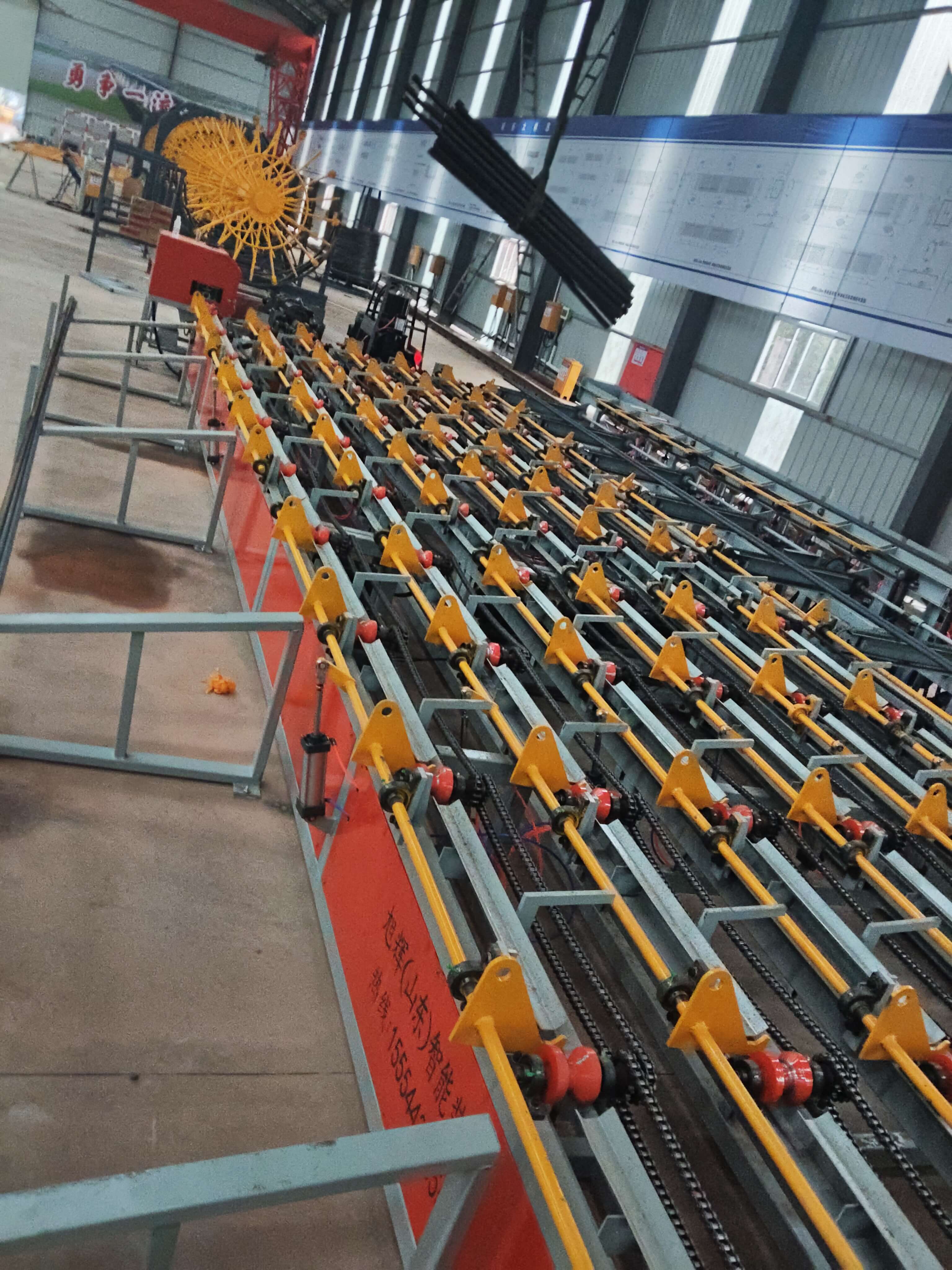 Automated steel processing equipment in factory